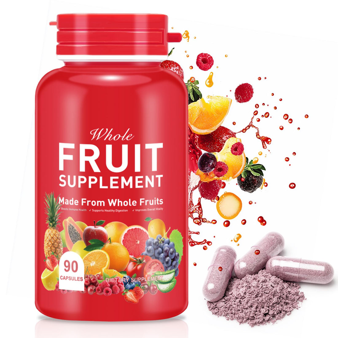 Ruduwu Fruit Capsules - 100% Whole Natural Fruits Supplements - Vitamins Supplement Dietary Nutritional Balance,Whole Food Supplement Ingredients Blended Vitamin & Mineral Ruduwu uk supplements