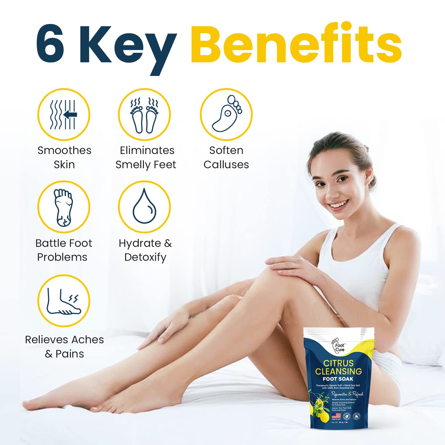 Citrus Detox Foot Soak With Epsom Salts - for Foot Callus, Immune Boost, Damaged Toenail FOOT CURE uk supplements