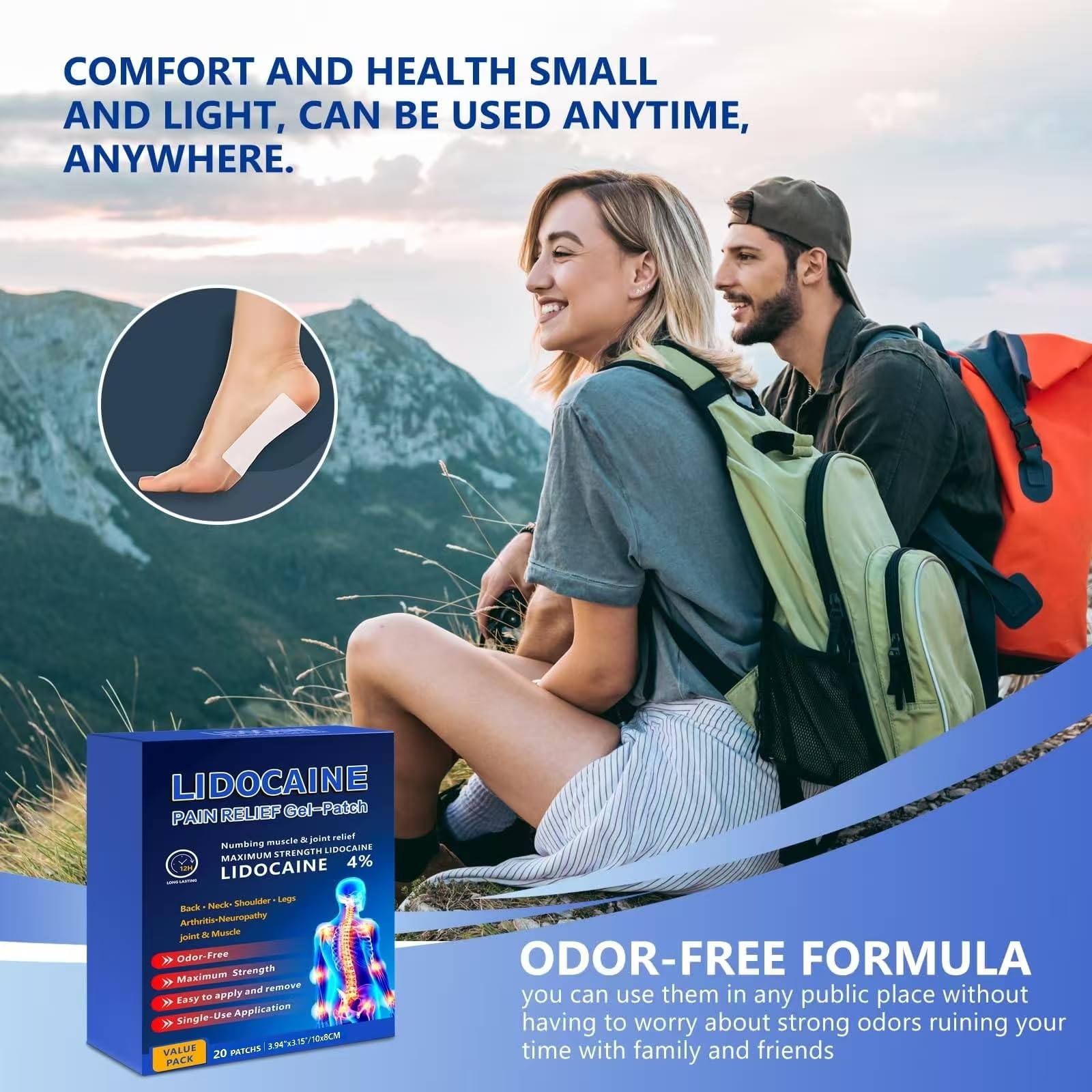 KIbabyDI Professional Lidocaine Pain Relief Patches - 20 Count | 4% Medicated Gel Patches for Targeted Joint & Muscle Comfort | Long-Lasting 12-Hour Relief, Ultra-Flexible Design -lb263 KIbabyDI uk supplements
