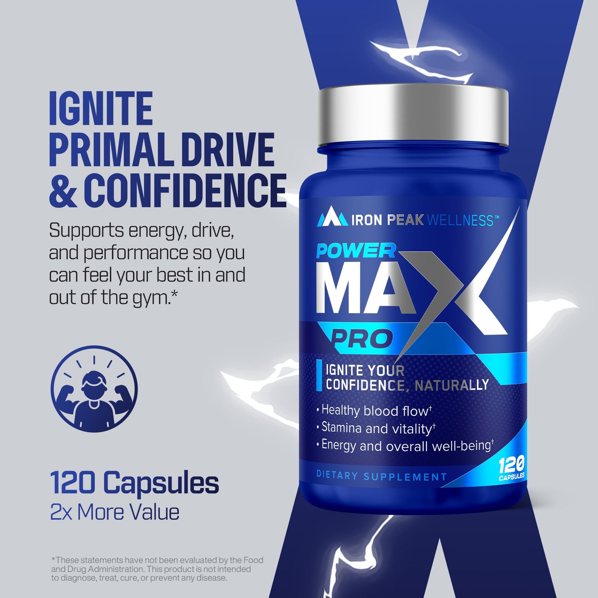 Testosterone Booster Pills for Men - Male Enhancing Supplement - Fast Acting Blood Flow, Muscle Growth, Strength, Energy, Libido, Endurance, Workout - Natural Performance Test Boost - 60 Day Serving IronPeak Wellness uk supplements