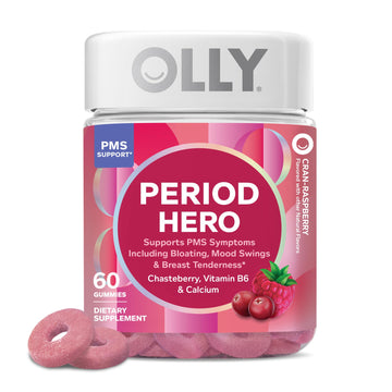 OLLY Period Hero Gummies, PMS Support Supplement,* Chasteberry, Vitamin B6, Calcium, Cran-Raspberry Flavor, 30 Day Supply - 60 Count OLLY uk supplements