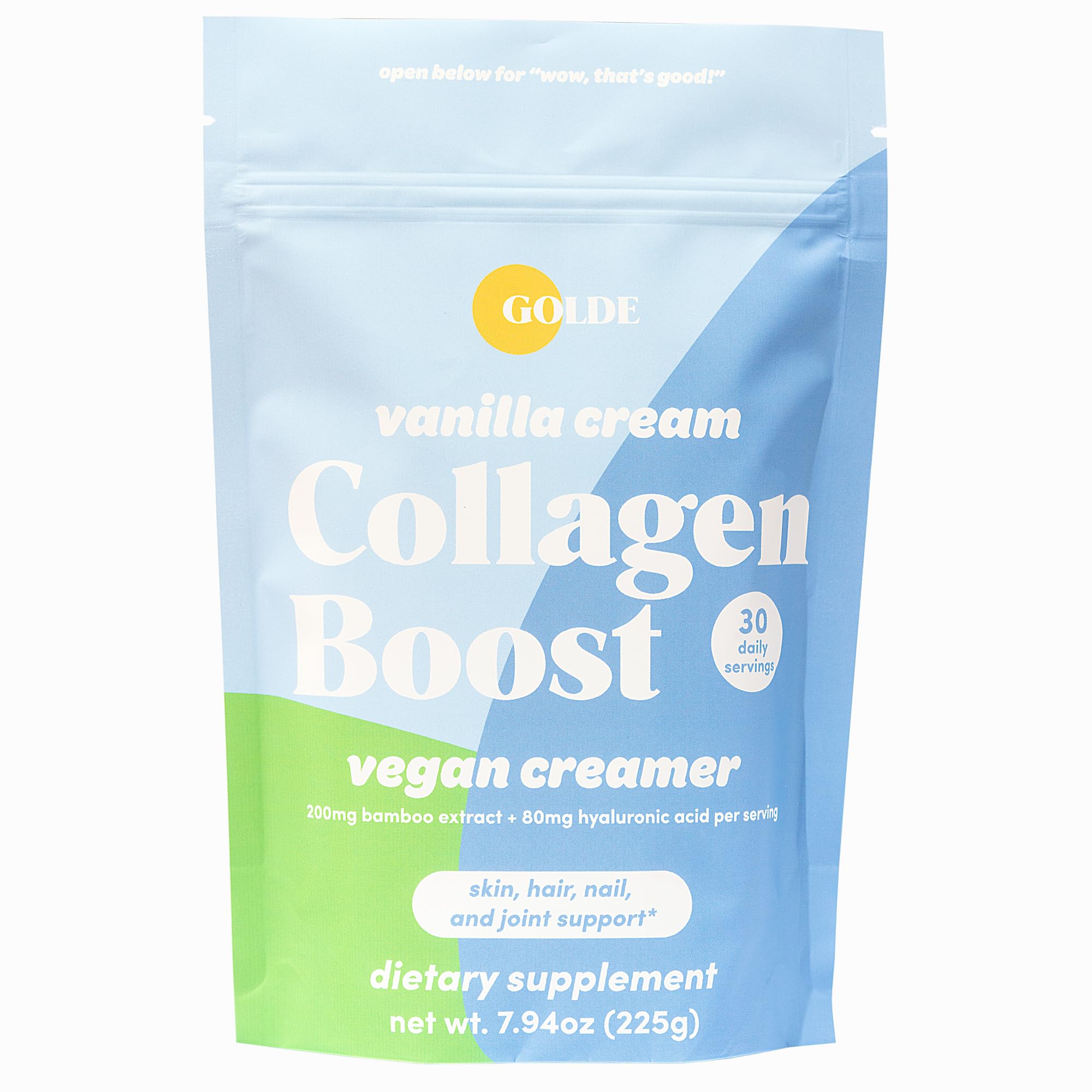 GOLDE - Collagen Boost Vegan Creamer - Vanilla Cream - Plant Based Collagen Supplement w/Hyaluronic Acid, Biotin, & Bamboo Extract - Supports Hair, Skin, & Nail Health - 30 Servings GOLDE uk supplements