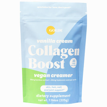 GOLDE - Collagen Boost Vegan Creamer - Vanilla Cream - Plant Based Collagen Supplement w/Hyaluronic Acid, Biotin, & Bamboo Extract - Supports Hair, Skin, & Nail Health - 30 Servings GOLDE uk supplements