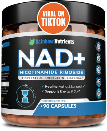 2010 MG NAD+ Supplement- Nicotinamide Riboside, Resveratrol, Quercetin & BioPerine® (High Absorption)- Natural NAD Booster for Anti-Aging, Cellular Energy, Skin- For Women & Men- 90 V Capsules Rainbow Nutrients, LLC uk supplements