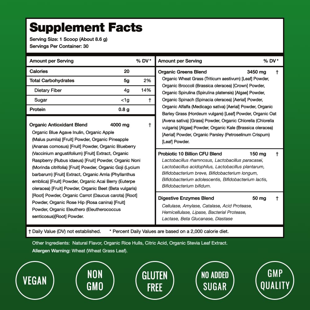 NutraChamps Super Greens Powder Premium Superfood | 20+ Organic NutraChamps uk supplements