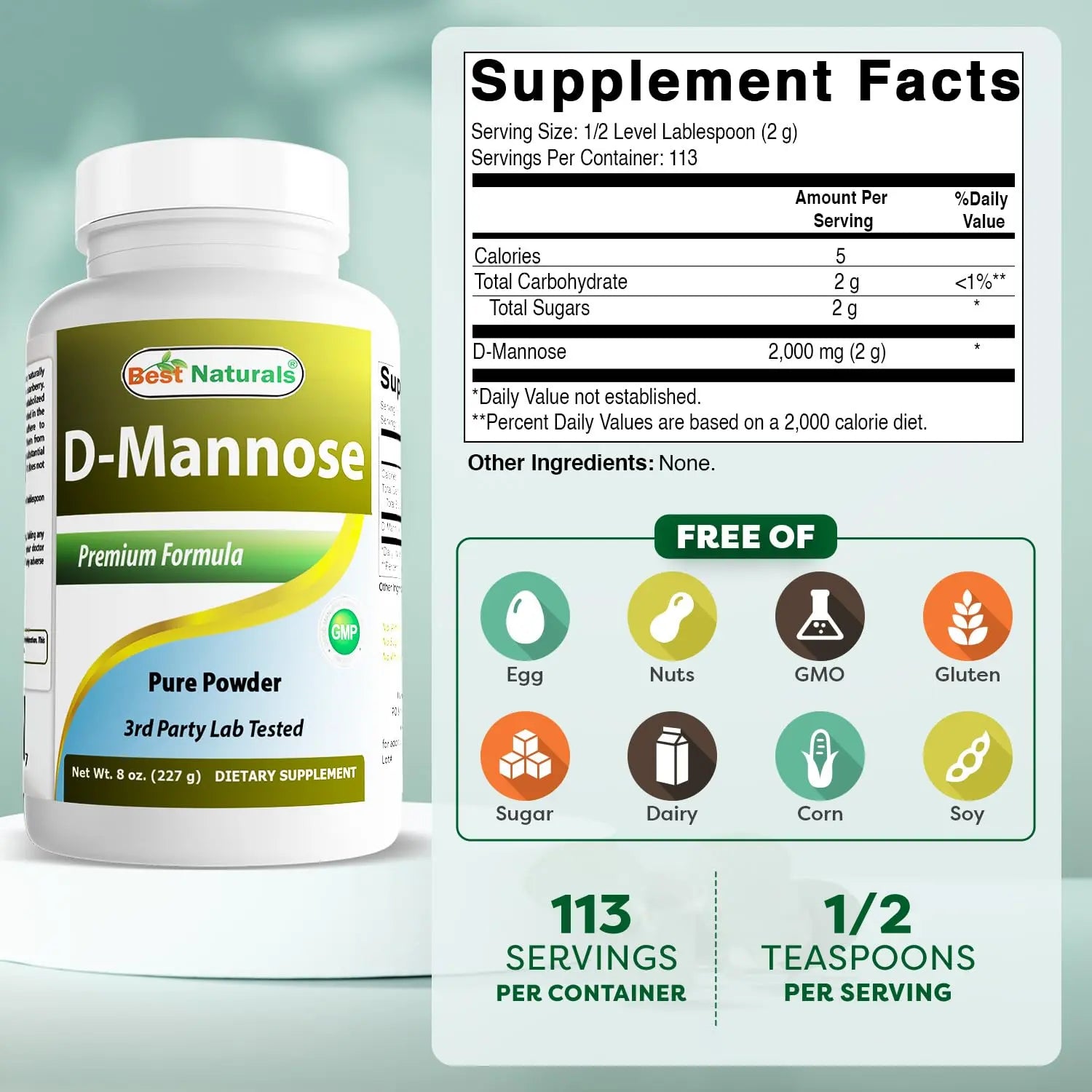 Best Naturals D-Mannose Pure Powder - Urinary Tract Cleanse Supplement - 8 OZ Best Naturals uk supplements
