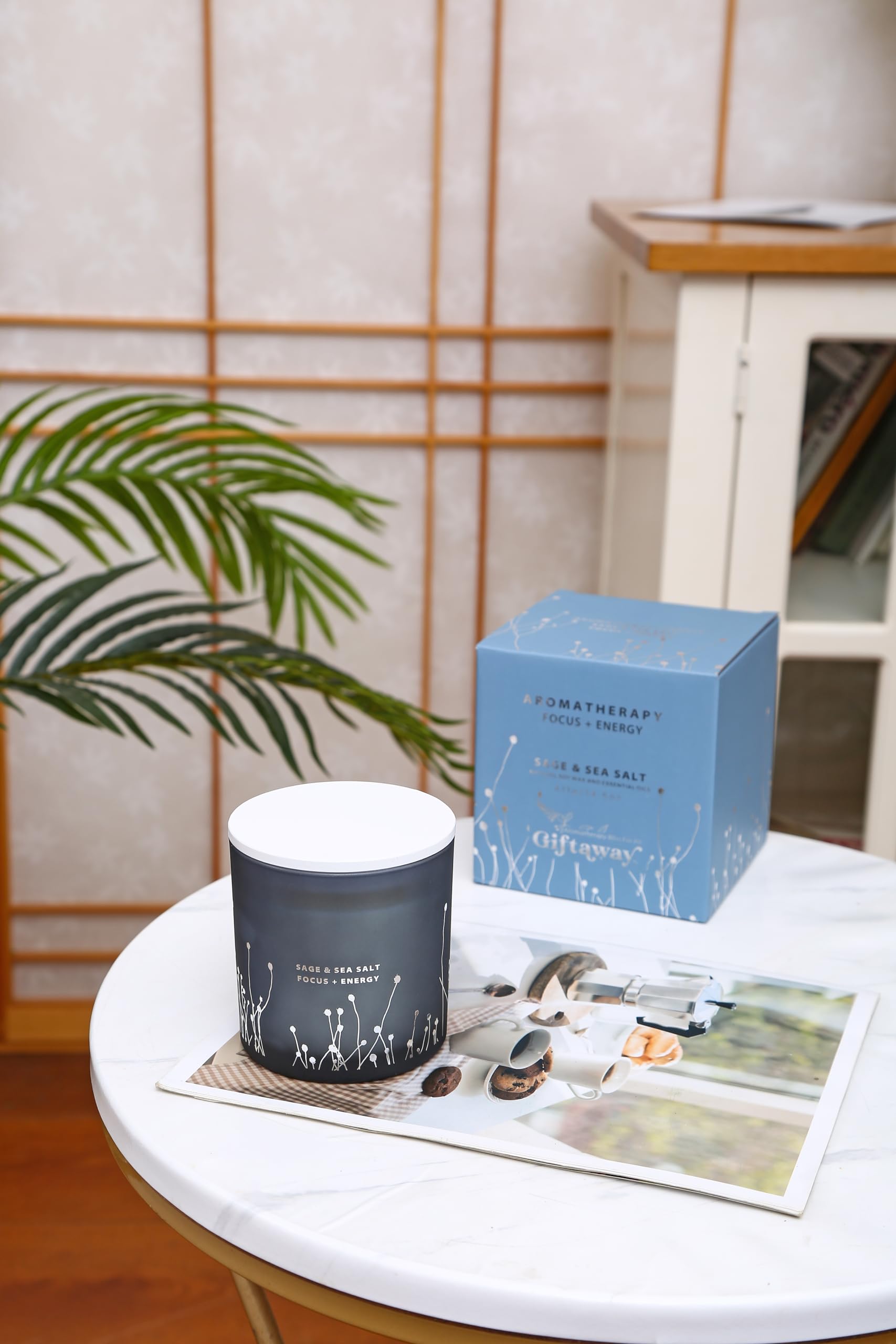 White Sage Sea Salt 3 Wick Candle 14.5 oz | Sage Candles for Cleansing House | Large Soy Candles GIFTAWAY uk supplements