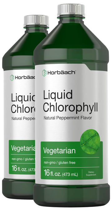 Chlorophyll Liquid Drops 100mg | 32 oz (2 x 16 oz Bottles) | Natural Peppermint Flavor Horbäach uk supplements