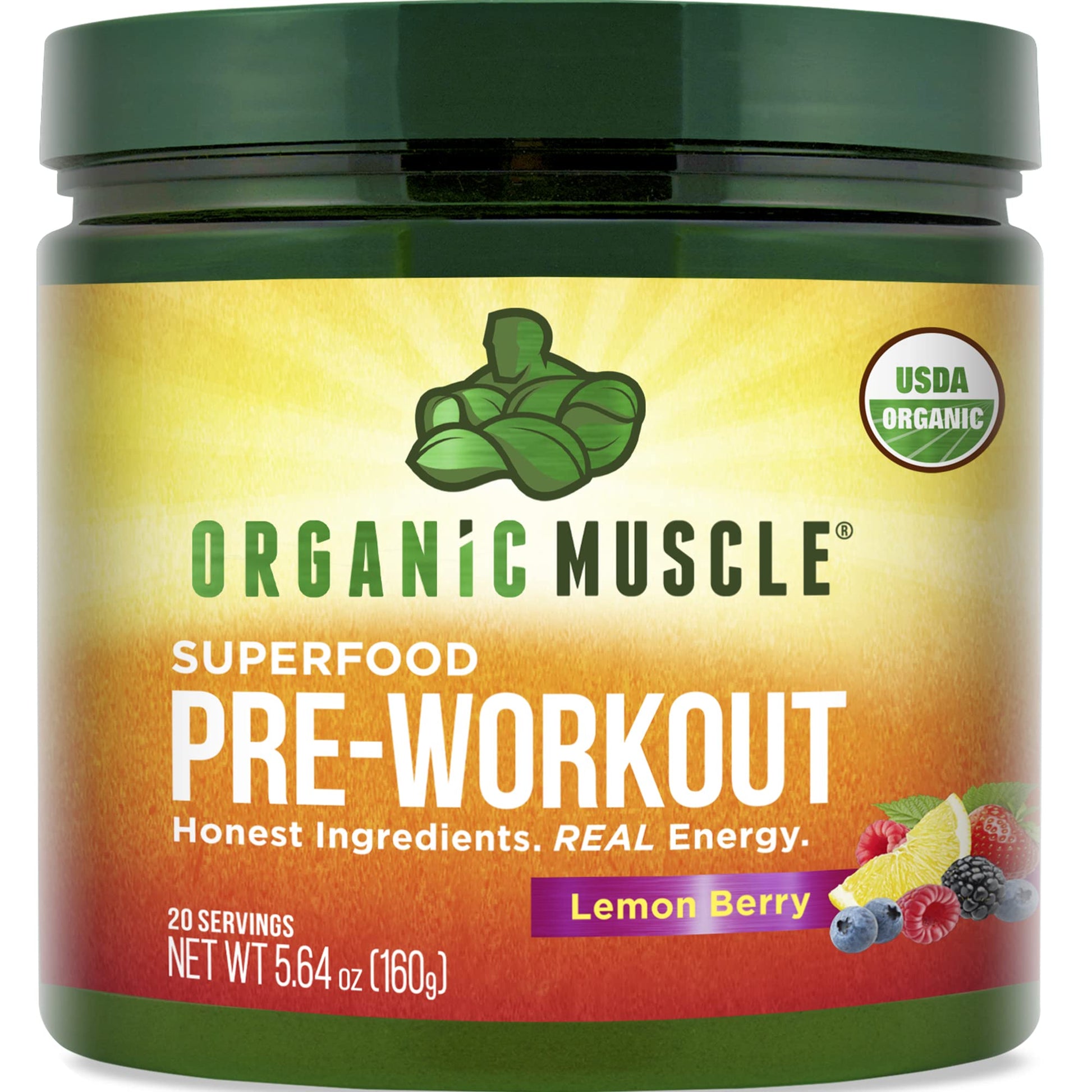 Organic Muscle Superfood Pre Workout Powder for Men & Women, Lemon Berry Organic Muscle uk supplements