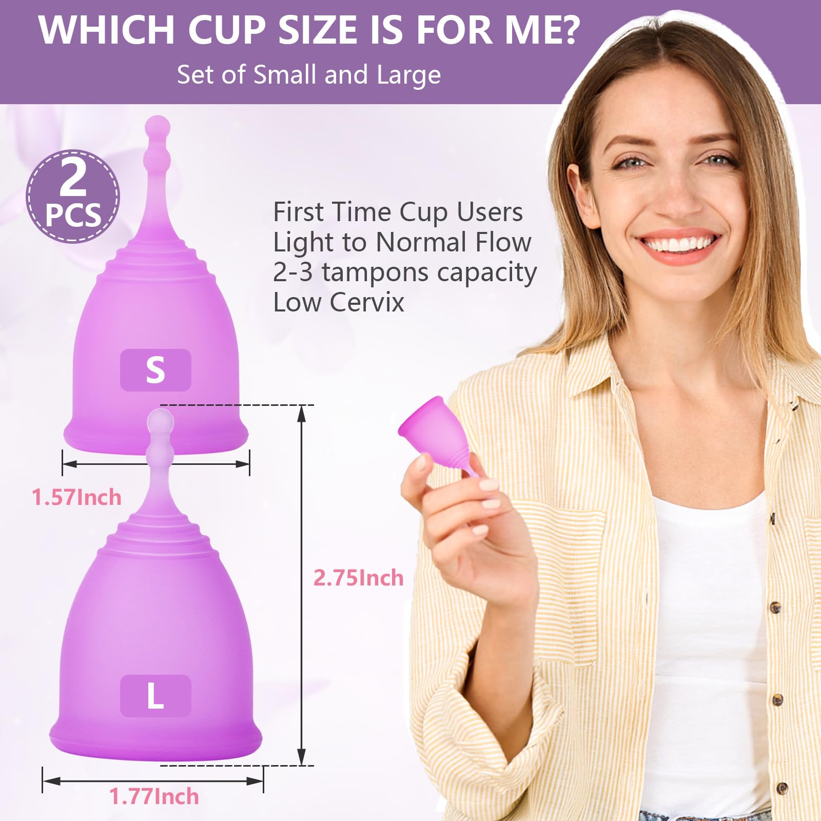 AURUZA Menstrual Cups, Set of 2 Reusable Period Cups Kit for Girls & Women, Silicone Soft Cups AURUZA uk supplements