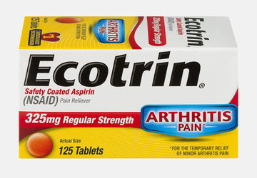 Ecotrin Safety Coated Aspirin Arthritis Pain Reliever Tablets, Regular Strength, NSAID 325 mg, 125 ct (Pack of 2) Ecotrin uk supplements