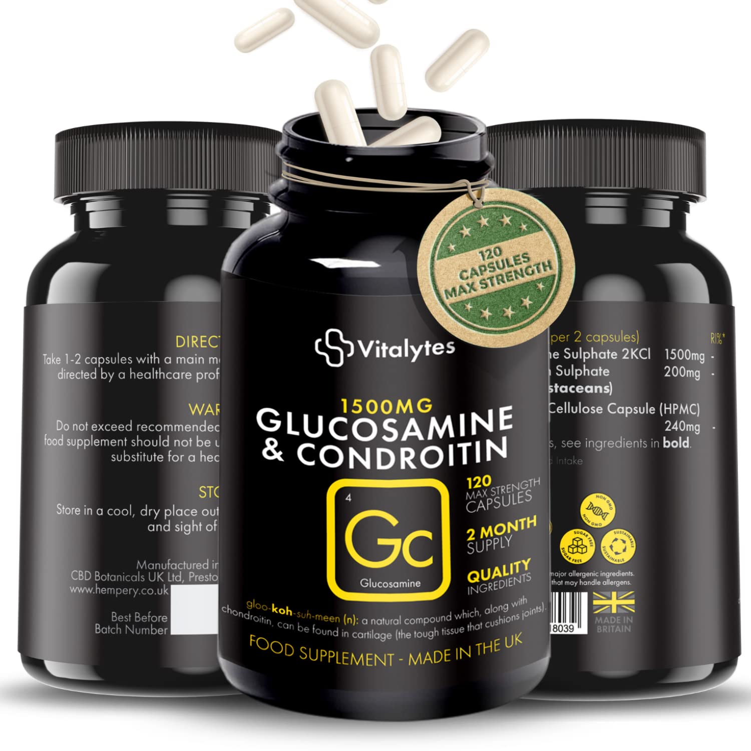 Vitalytes Marine Collagen Supplement 2400mg | 120 Marine Collagen Capsules Made in The UK Vitalytes uk supplements