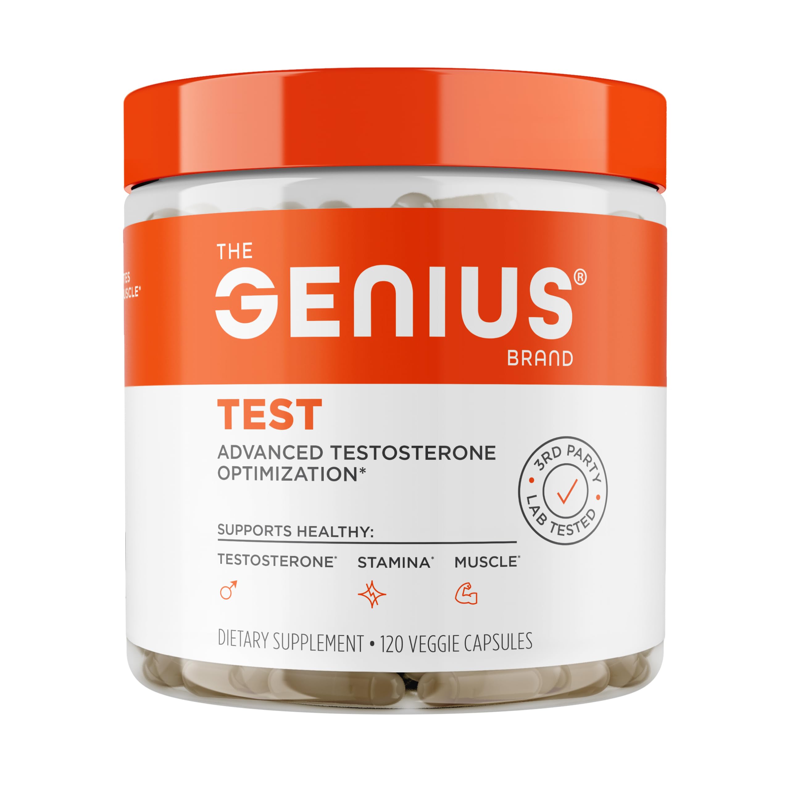 Genius Test, Advanced Testosterone Booster for Men - Natural Stamina, Endurance, Energy & Strength Enhancing Supplement - Lean Muscle Builder, Brain & Libido Support Male Supplements, 120 Veggie Pills The Genius Brand uk supplements