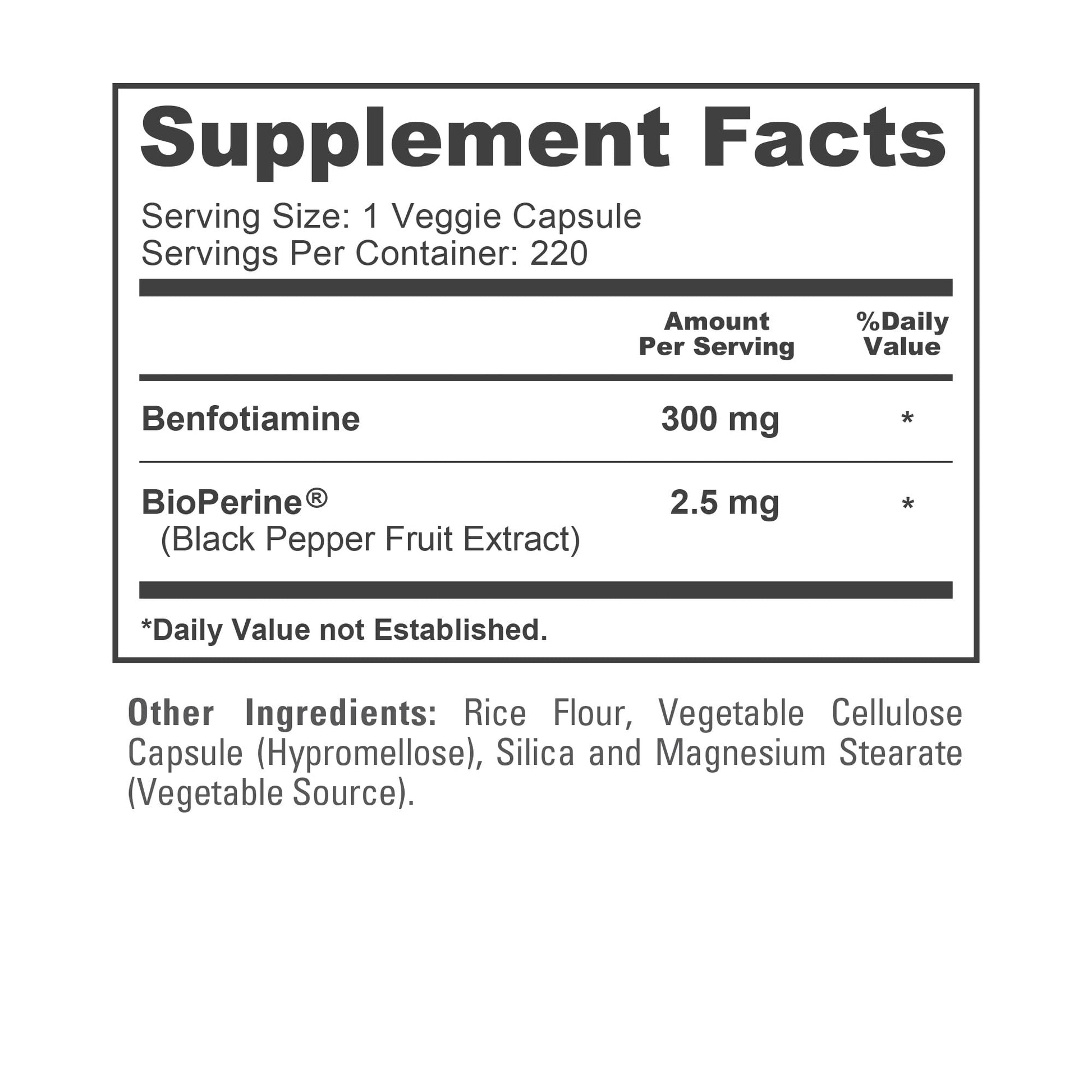 NusaPure Benfotiamine 300mg Per Veggie Caps 220 Count (Non-GMO, Vegan) Bioperine NusaPure uk supplements