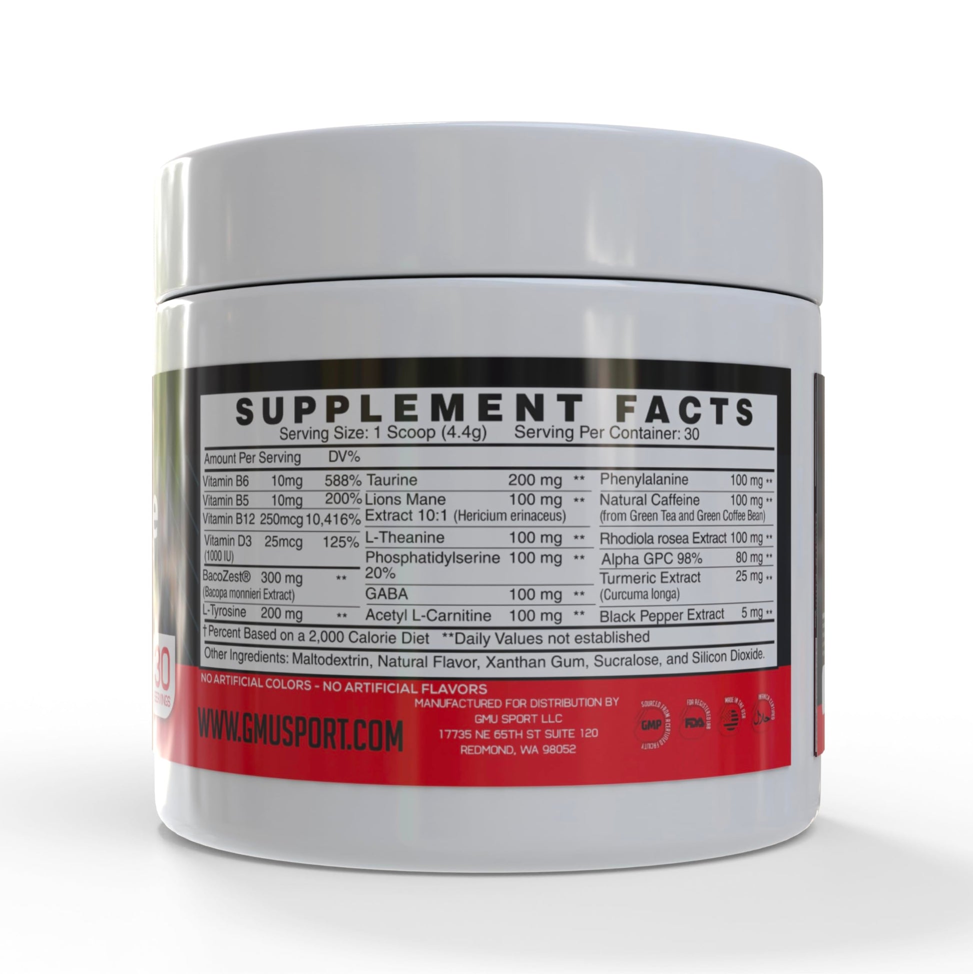 GMU SPORT Nootro-Prime Brain Boost - Focus Brain Supplement - Mushroom Supplement Powder with Alpha GPC, Nootropic Brain Supplements for Memory and Focus with Lions Mane, 30 Servings, Tropical Flavor GMU SPORT uk supplements