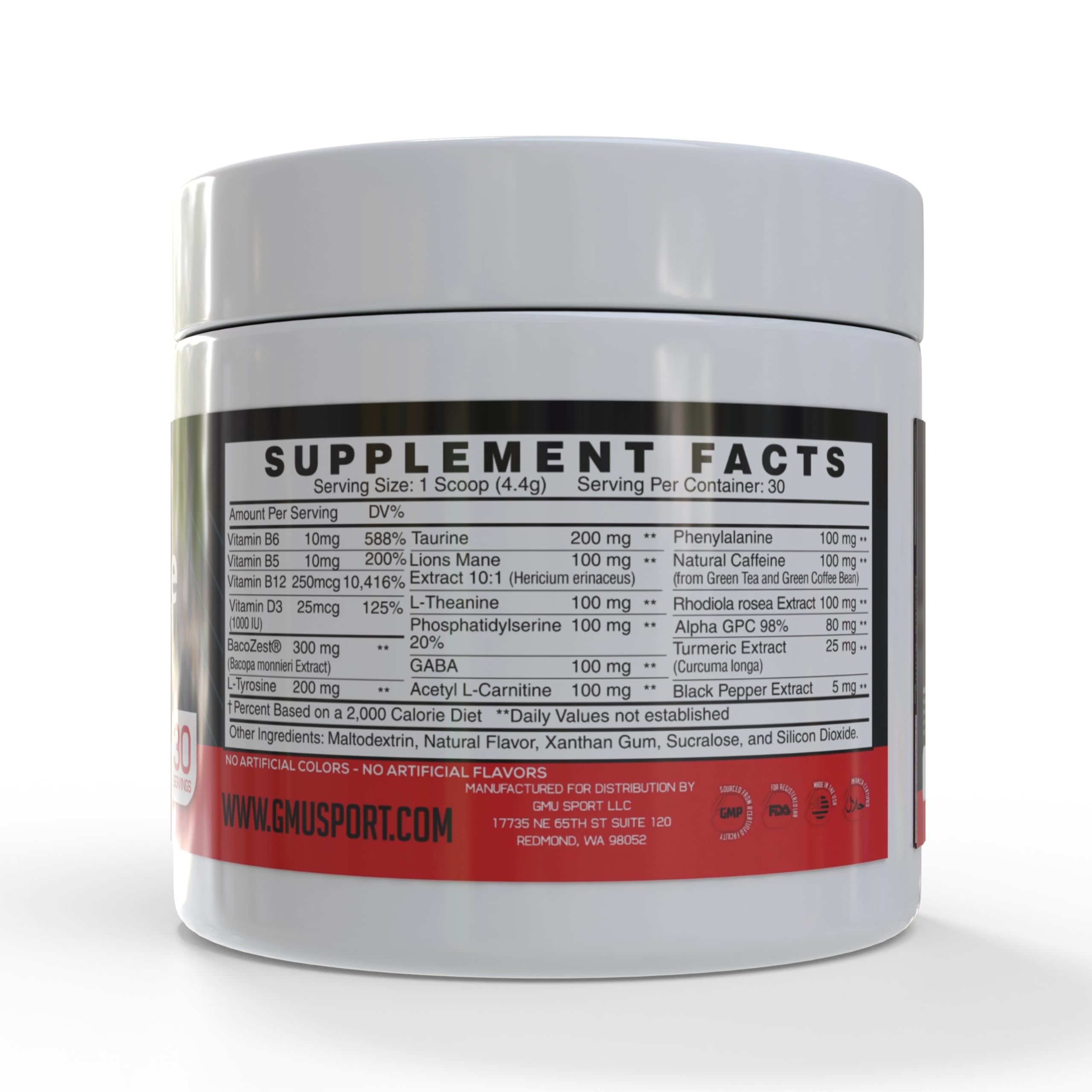 GMU SPORT Nootro-Prime Brain Boost - Focus Brain Supplement - Mushroom Supplement Powder with Alpha GPC, Nootropic Brain Supplements for Memory and Focus with Lions Mane, 30 Servings, Tropical Flavor GMU SPORT uk supplements