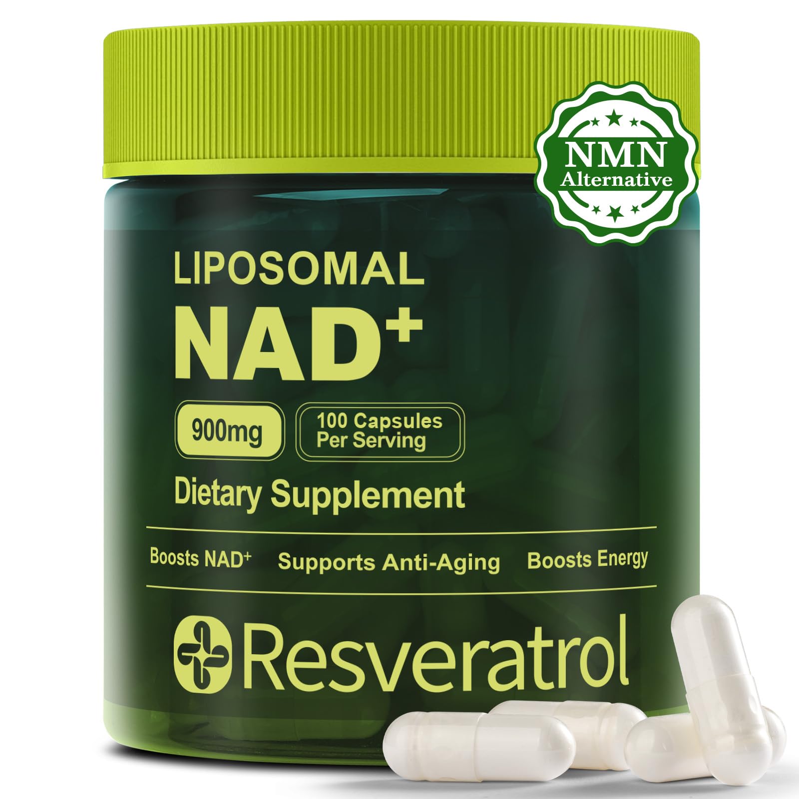 BOSNETHUINH NAD+ Supplement, NAD Nicotinamide Riboside Resveratrol, Liposomal NAD - NMNH Supplement Alternative for Anti-Aging, Mental Clarity & Cellular Energy 100 Capsules BOSNETHUINH uk supplements