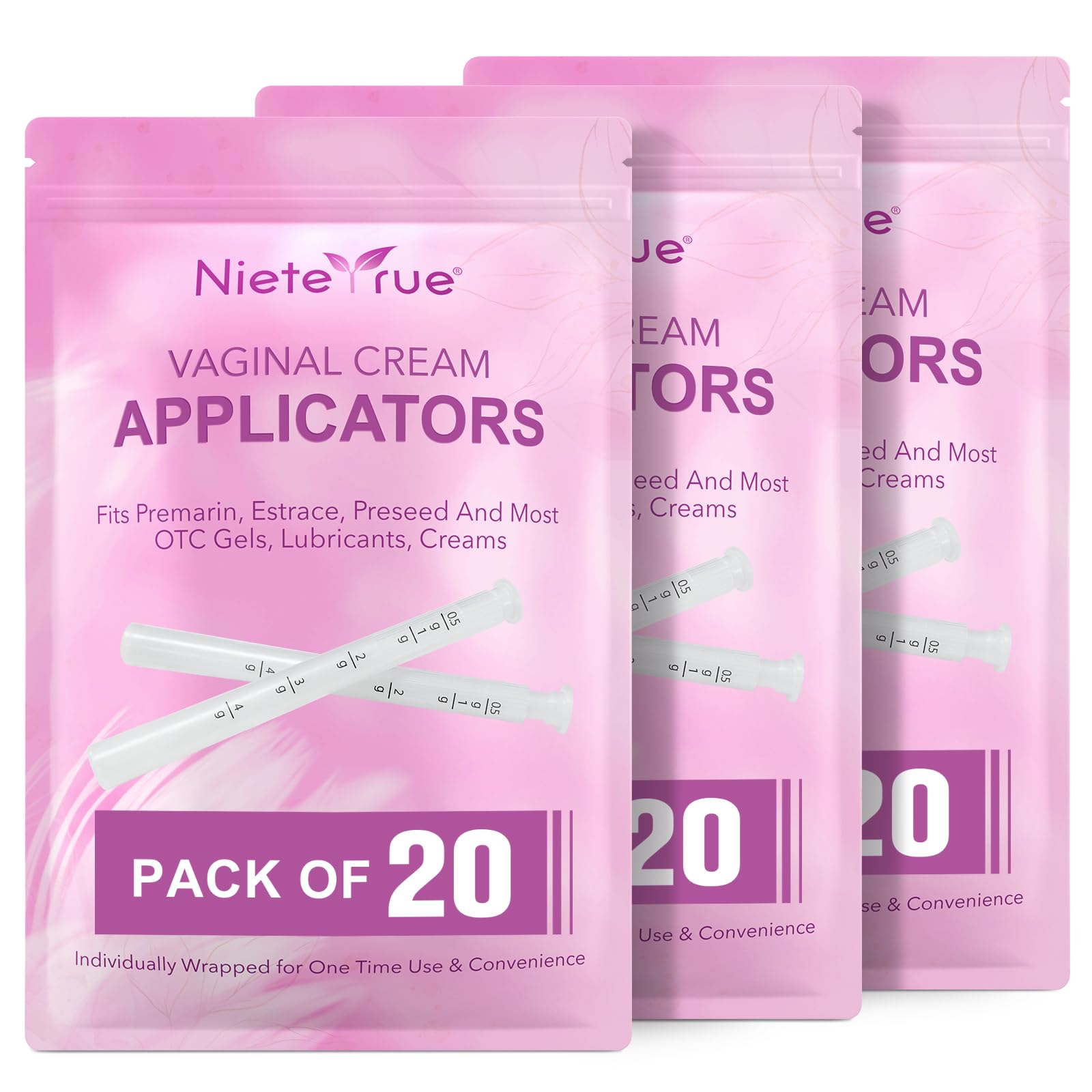 Nieteyrue Plastic Vaginial Cream Applicators (60 Packs) 2024 New Dosage Markings Individually Nieteyrue uk supplements