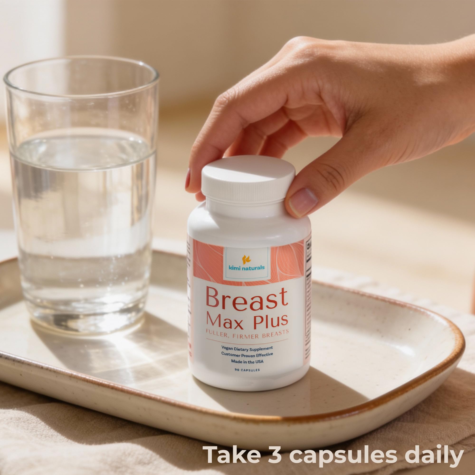 KIMI Naturals Breast Max Plus - Breast Enhancement Pills | Breast Enlargement Supplements with Fenugreek, Breast Growth, Supports Breast Firmness | 90 Capsules KIMI uk supplements