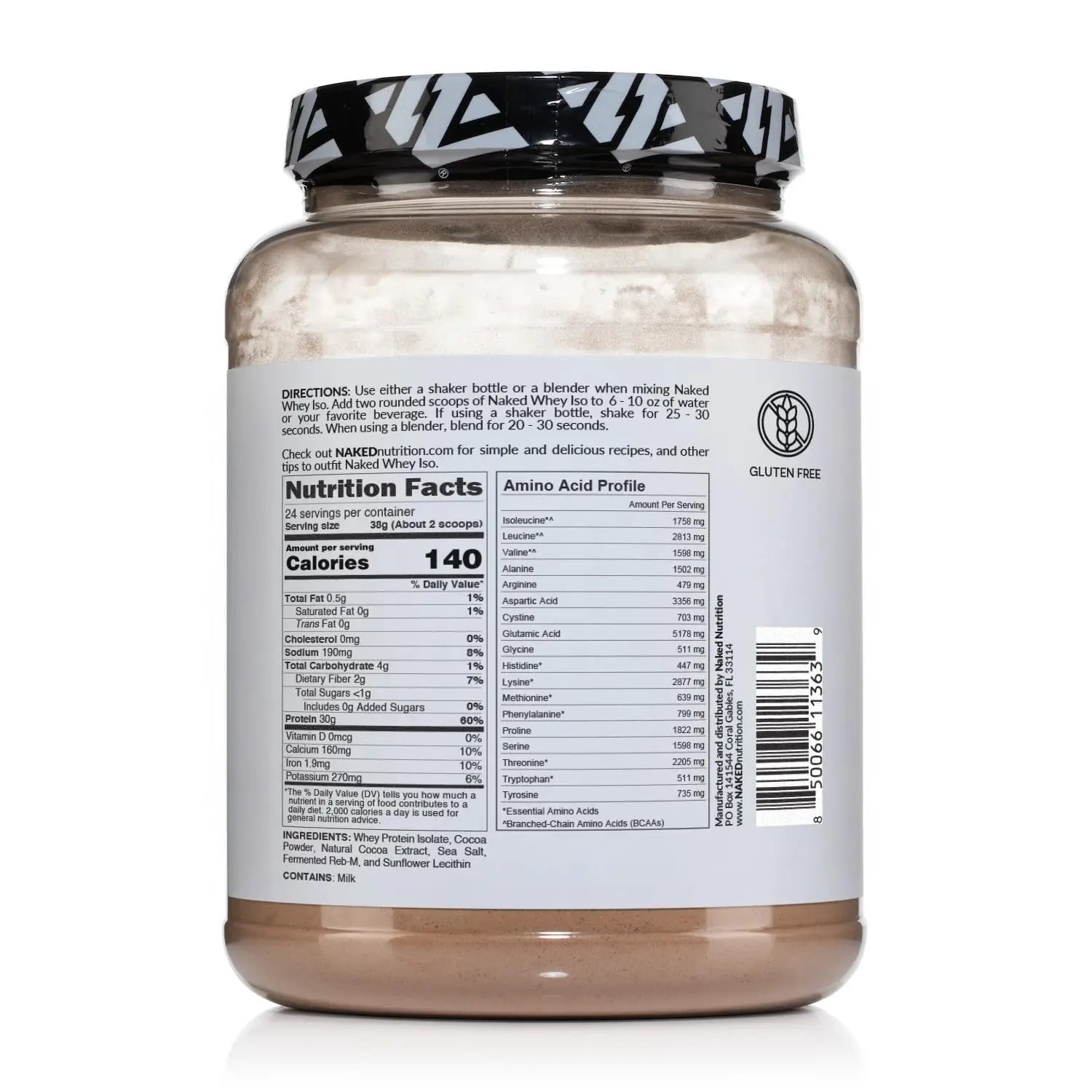 NAKED Chocolate Whey Isolate Protein - Only 6 Ingredients, 30g Grass-Fed Protein, Undenatured, No GMO, No Soy, Gluten-Free, No Preservatives - 24 Servings NAKED uk supplements