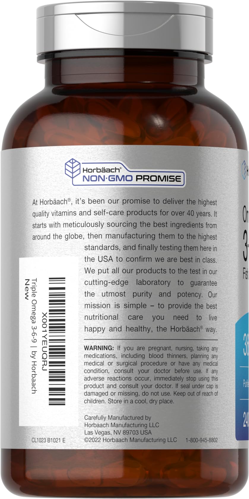 Triple Omega 3-6-9 240 Softgels | from Fish, Flaxseed, Borage Oils | Non-GMO & Gluten Horbäach uk supplements