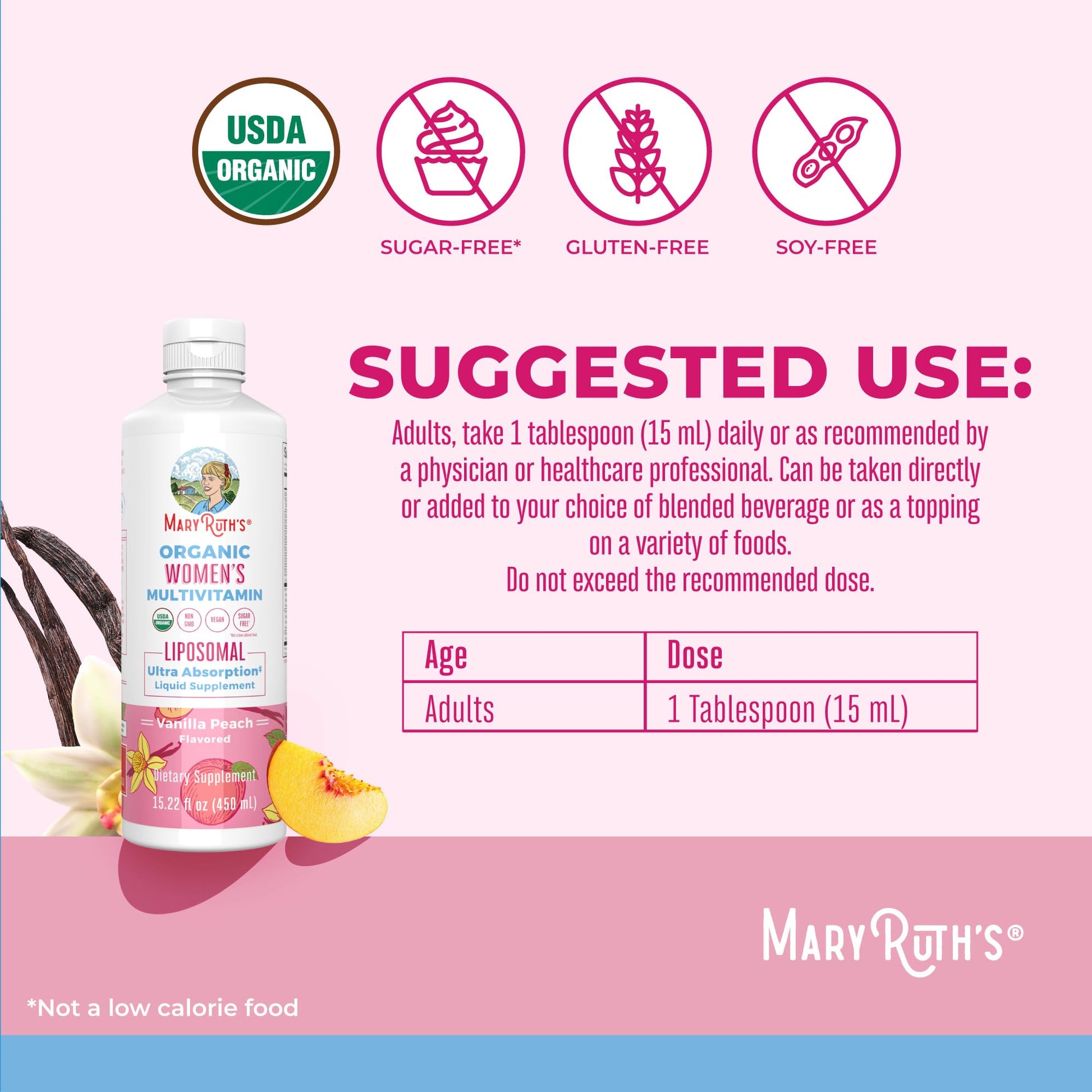 MaryRuth Organics USDA Organic Multivitamin for Women, Sugar Free Womens Multivitamin, Liquid Vitamins for Women, Immune Support Supplement, Ashwagandha, Methylfolate, Vegan, Non-GMO, 15.22 Fl Oz MARYRUTH'S uk supplements
