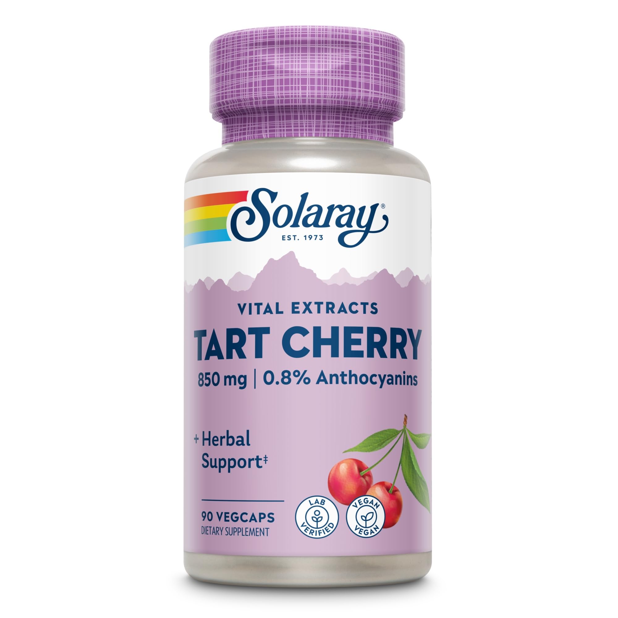 Solaray Tart Cherry Fruit Extract 850 mg - Tart Cherry Supplement with Antioxidants, Fruit Juice Extract with Flavonoids - 90 VegCaps SOLARAY uk supplements