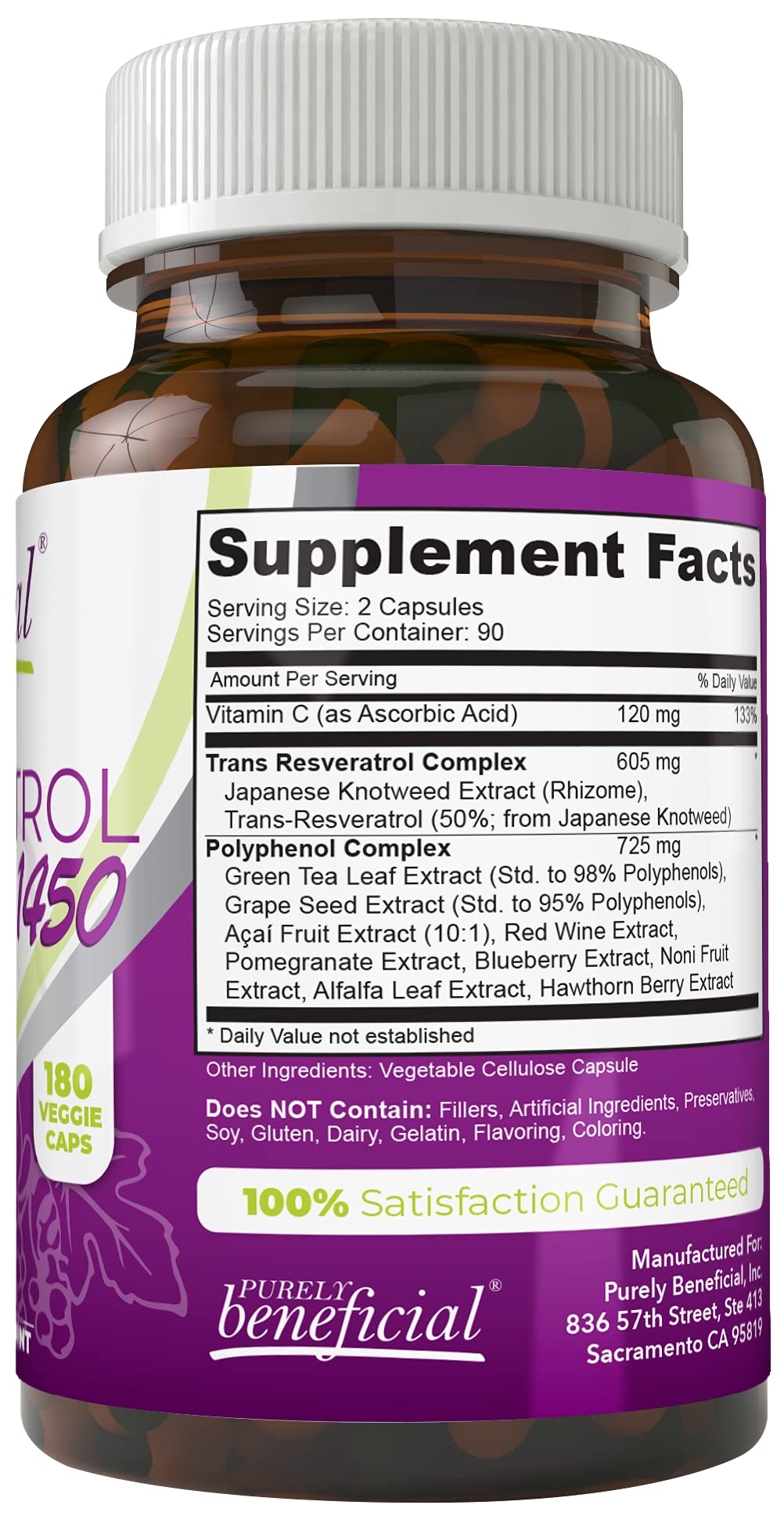 PURELY beneficial RESVERATROL1450-90day Supply, 1450mg per Serving of Potent Antioxidants PURELY beneficial uk supplements