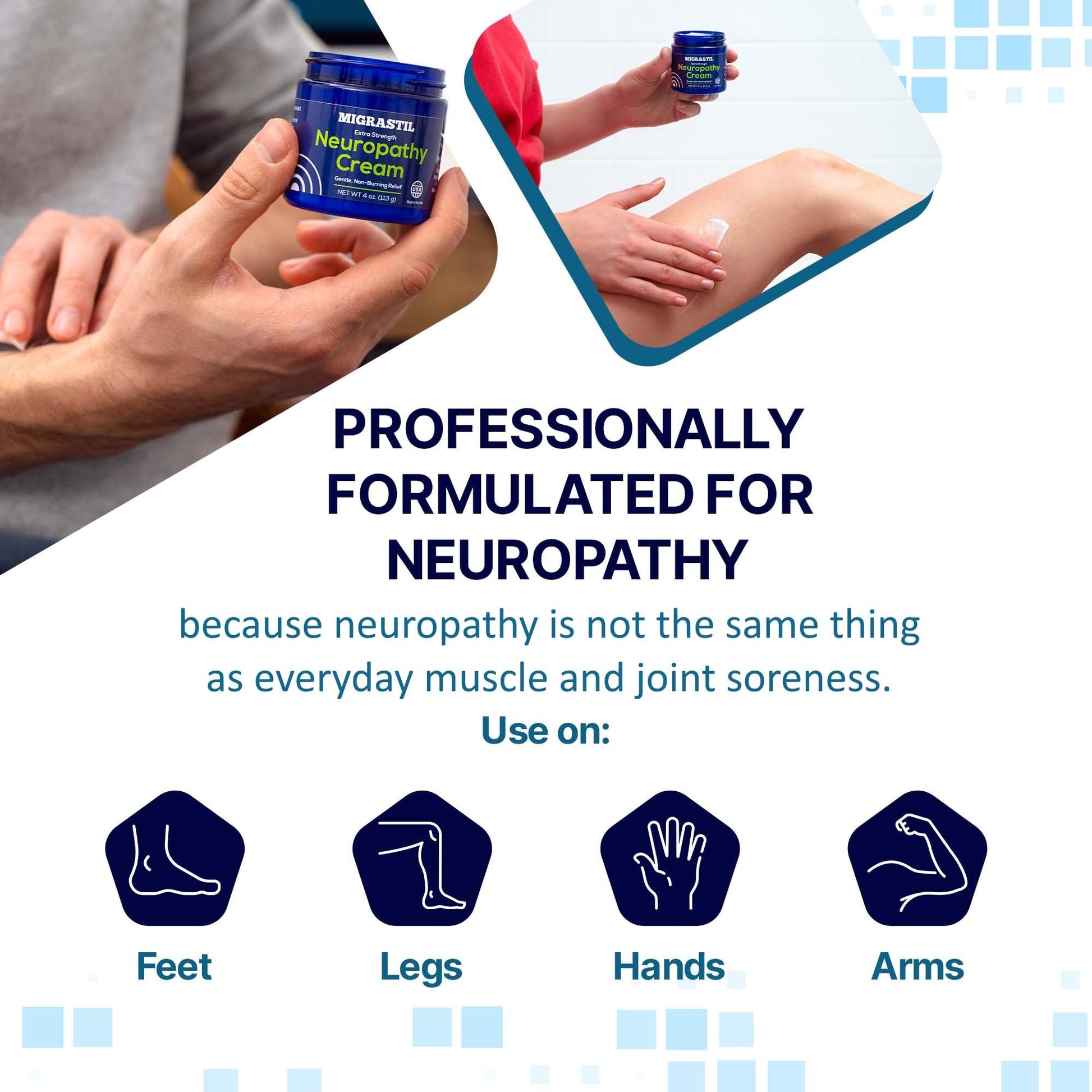 Basic Vigor Migrastil Neuropathy Relief Cream Extra Strength for Feet, Legs, and Hands. Made in The USA. Vegan and Cruelty-Free, Non-Greasy, Gentle, Non-Burning with Cooling Effect (4 oz.) Basic Vigor uk supplements
