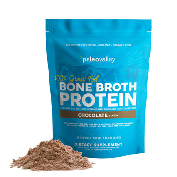 Paleovalley 100% Grass Fed Bone Broth Protein Powder - Chocolate - Rich in Collagen Paleovalley uk supplements
