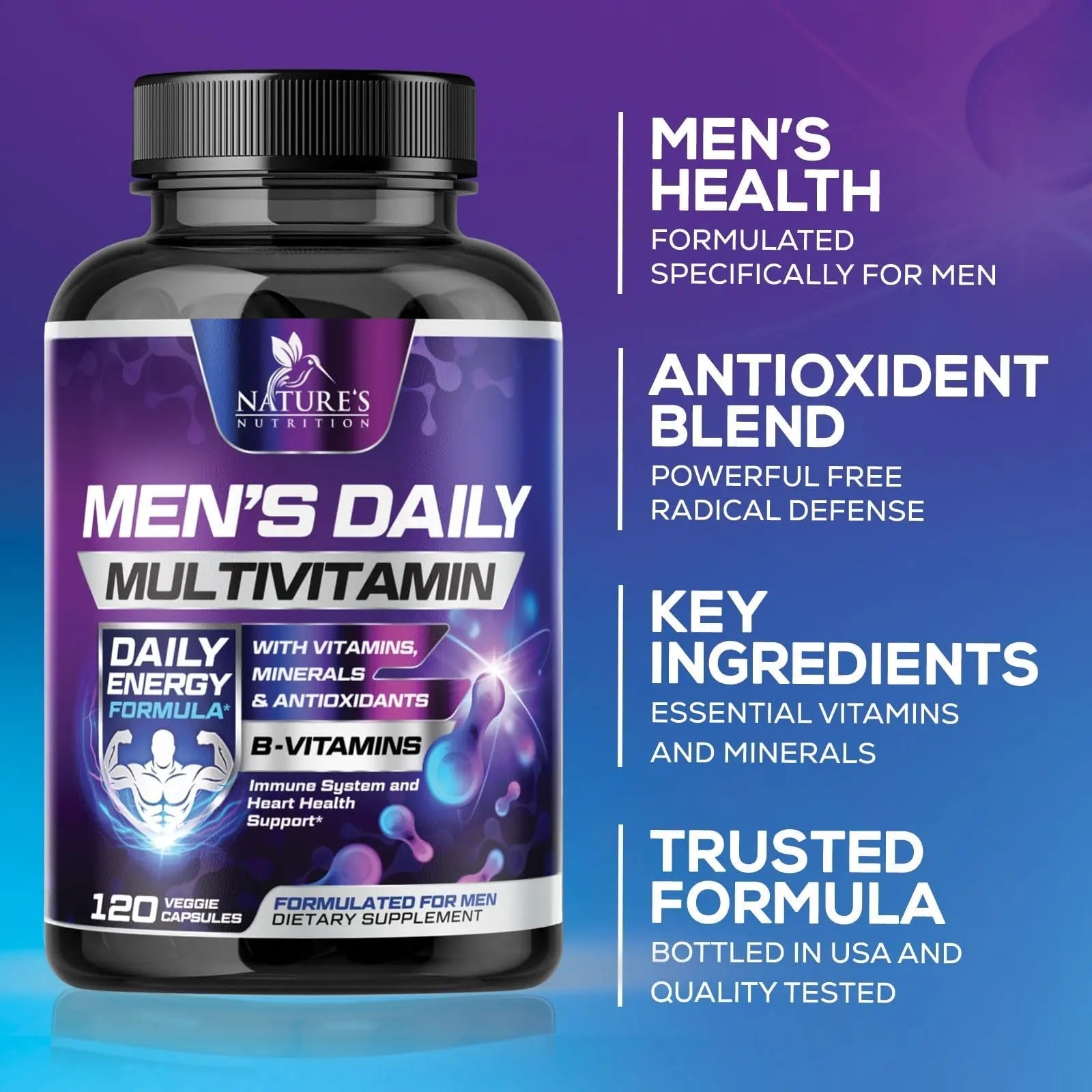 Multivitamin for Men - Advanced Supplement with Full-Spectrum Formula, Essential Vitamins A, C, D, E, & Zinc - High Potency B Vitamins Multi Nature's Nutrition uk supplements