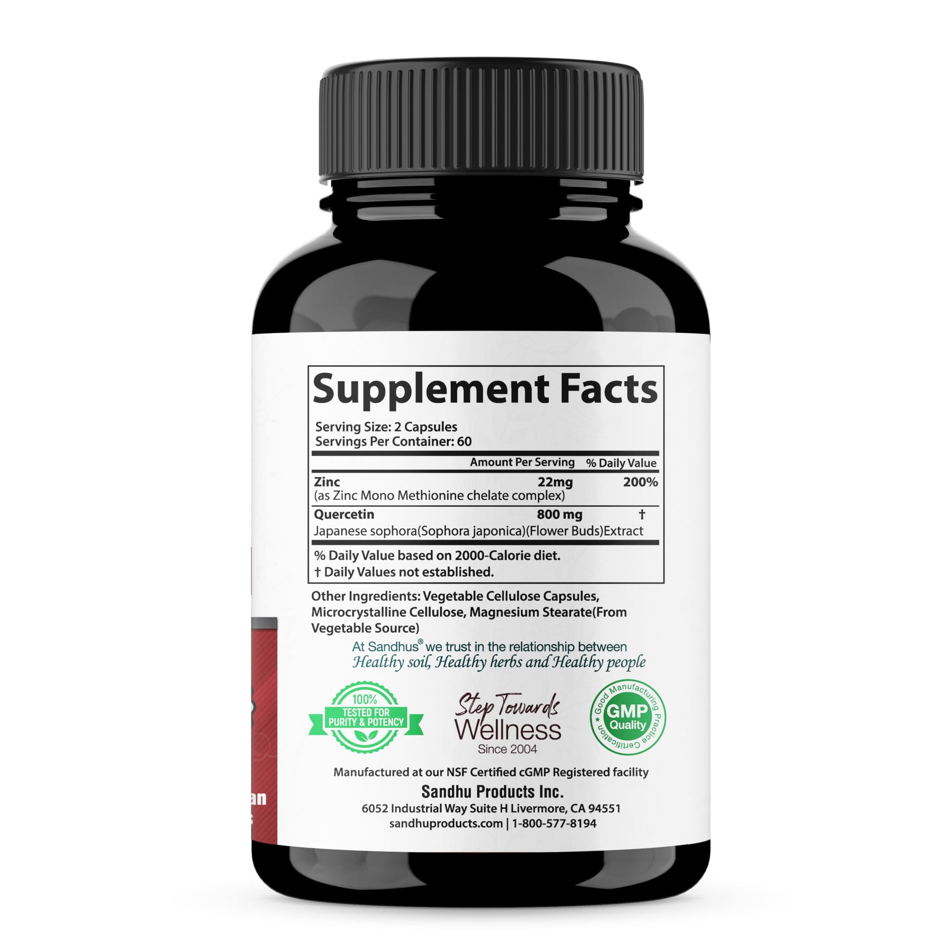 Zinc Quercetin Vegetarian Capsules 120 Ct- (2 Pack) Sandhu's uk supplements