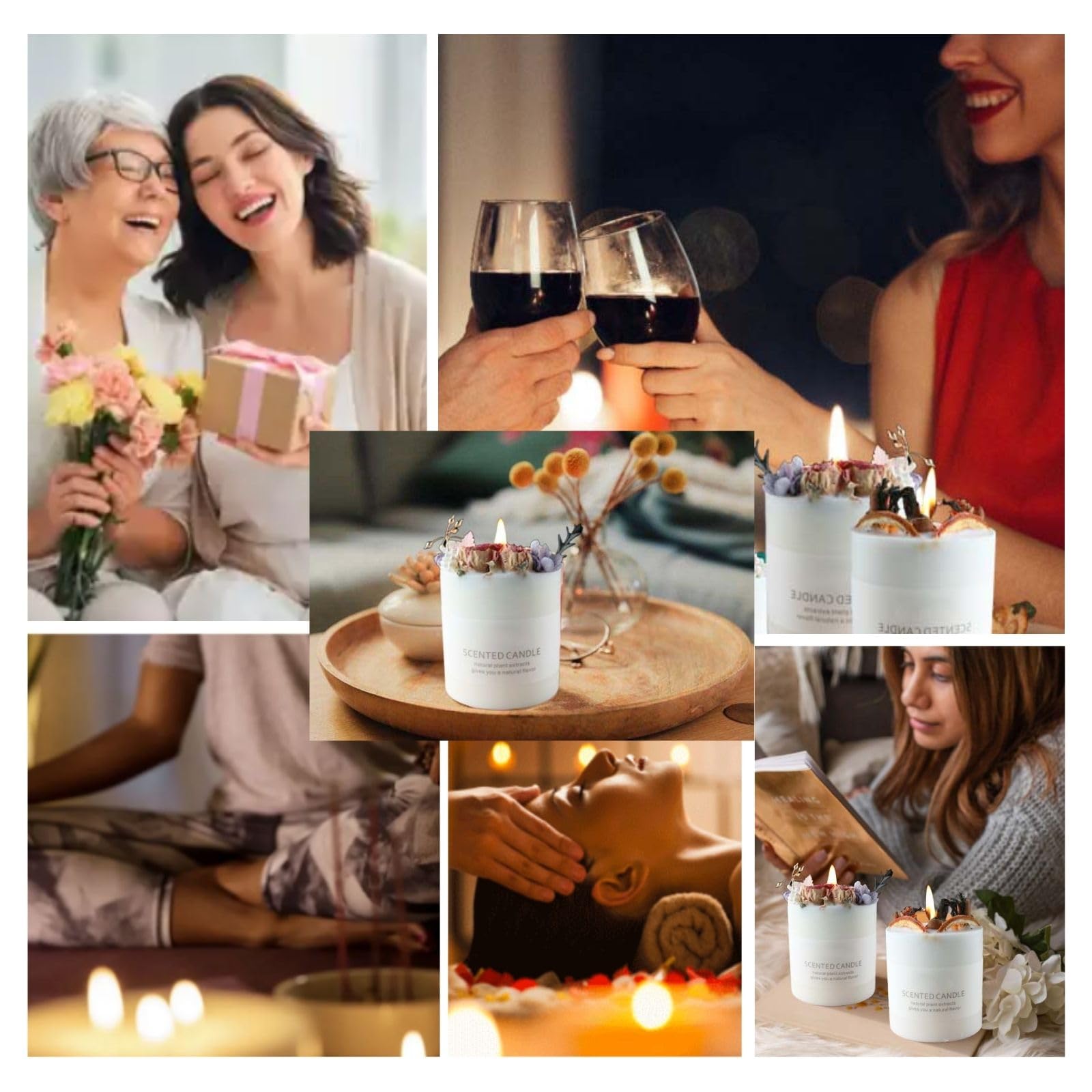 Natural Soy Scented Pillar Candles with Glass, Classic 10 oz Luxury Non Toxic White Bathroom Candle uniqicon uk supplements
