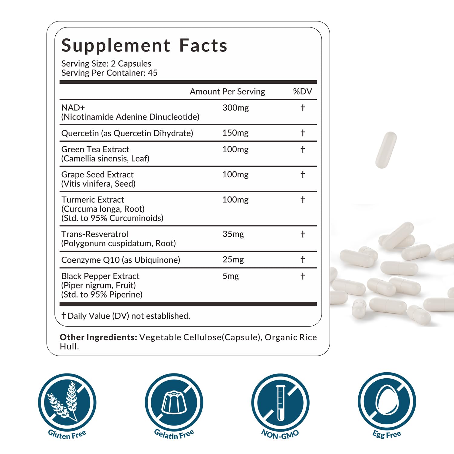 WEEVIT NAD+ Resveratrol Supplement with COQ10, Quercetin, Turmeric, NAD+ Supplement for Men and Women - Energy, Focus & Anti-Aging Support - Gluten Free, Non-GMO WEEVIT uk supplements