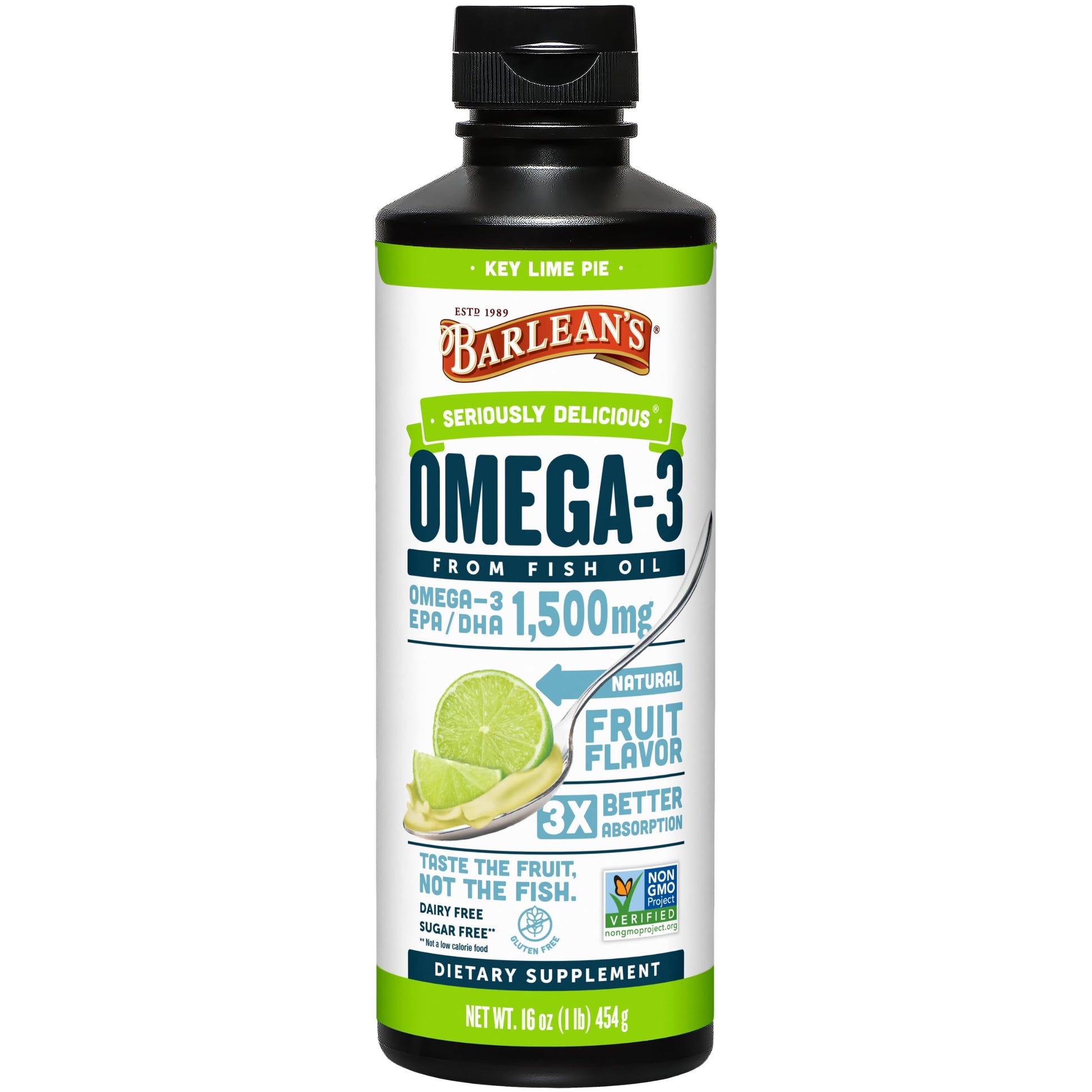 Barlean's Omega 3 Fish Oil Liquid Supplement for Men and Women, 1500mg of EPA and DHA Fatty Acid, Promotes Brain & Heart Health Barlean's uk supplements