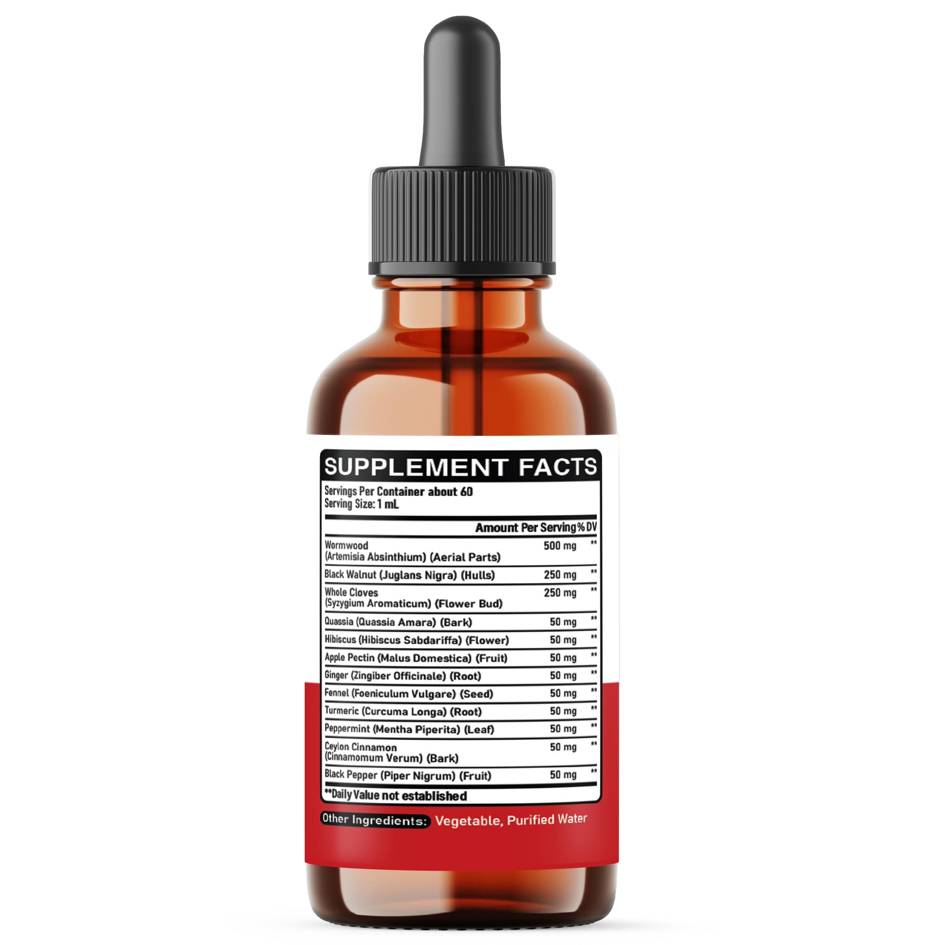 DEDICAD 12in1 Wormwood Liquid Drops Added Black Walnut, Whole Cloves and 9 More Herbs - 2 Fl Oz - 60 Days Supply - Mint Flavor DEDICAD uk supplements