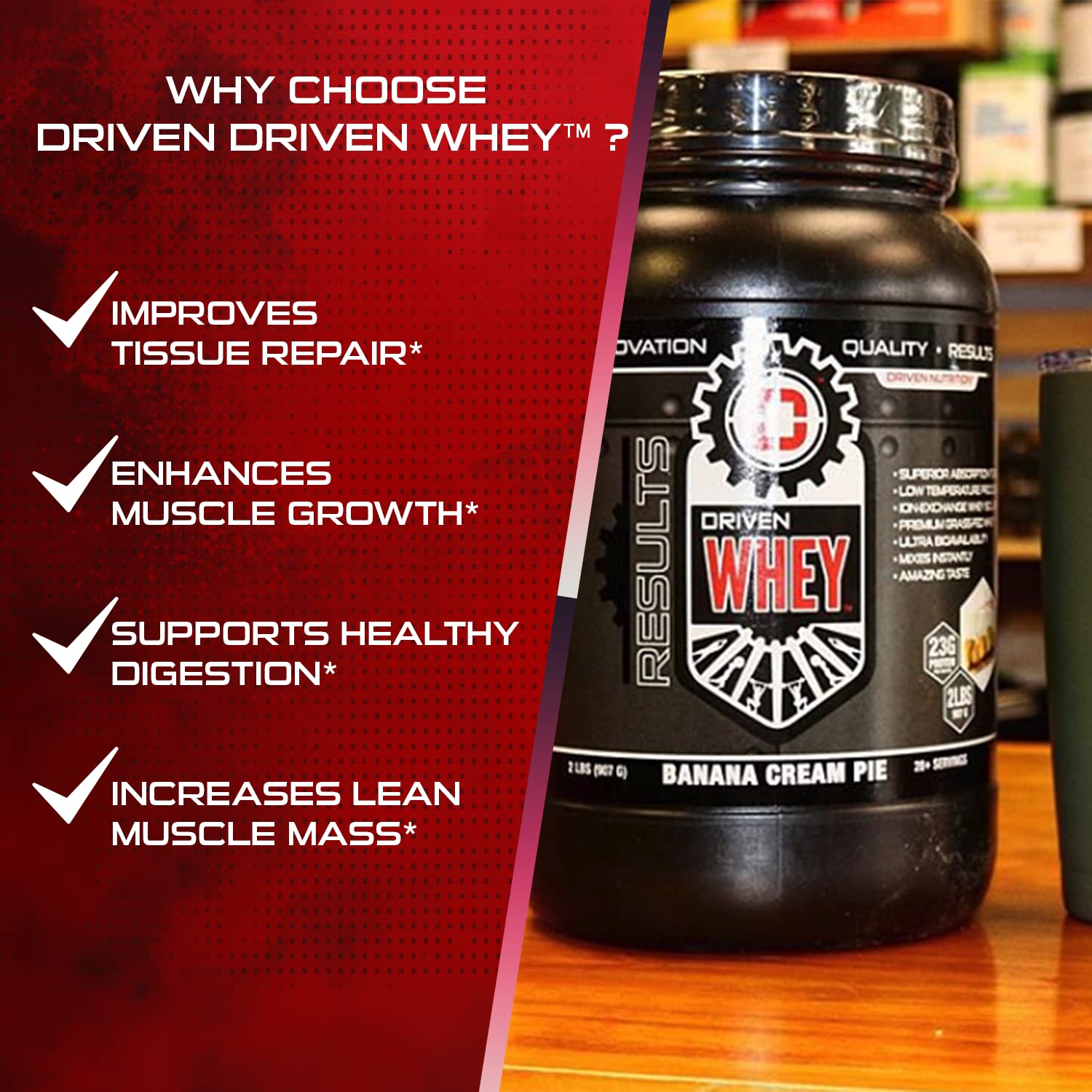Driven WHEY- Grass Fed Whey Protein Powder: Delicious, Clean Protein Shake- Improve Driven Nutrition uk supplements