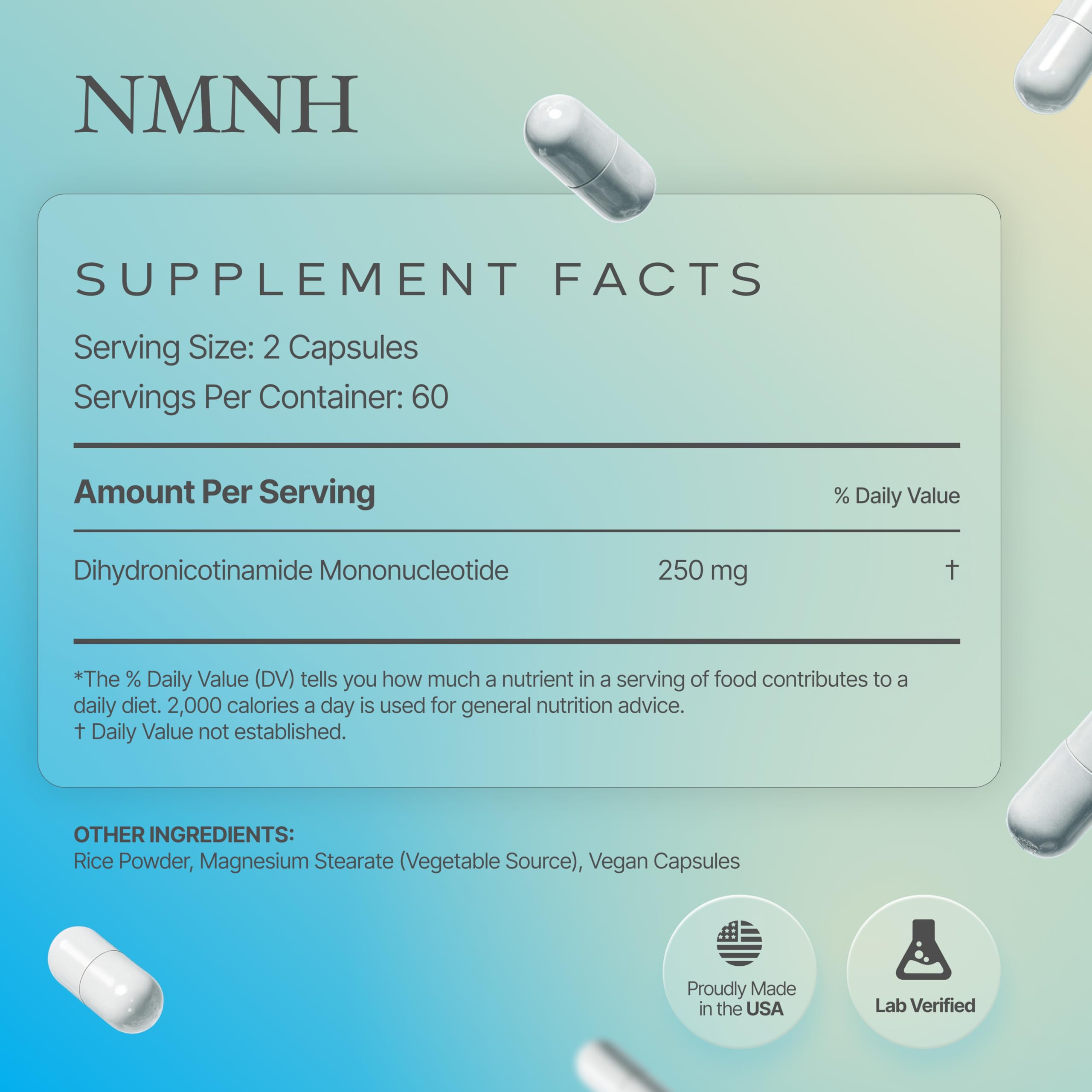Prime Powders NMNH: Dihydronicotinamide Mononucleotide (120 Capsules) NAD+ Support NR NAD Supplement Prime Powders uk supplements