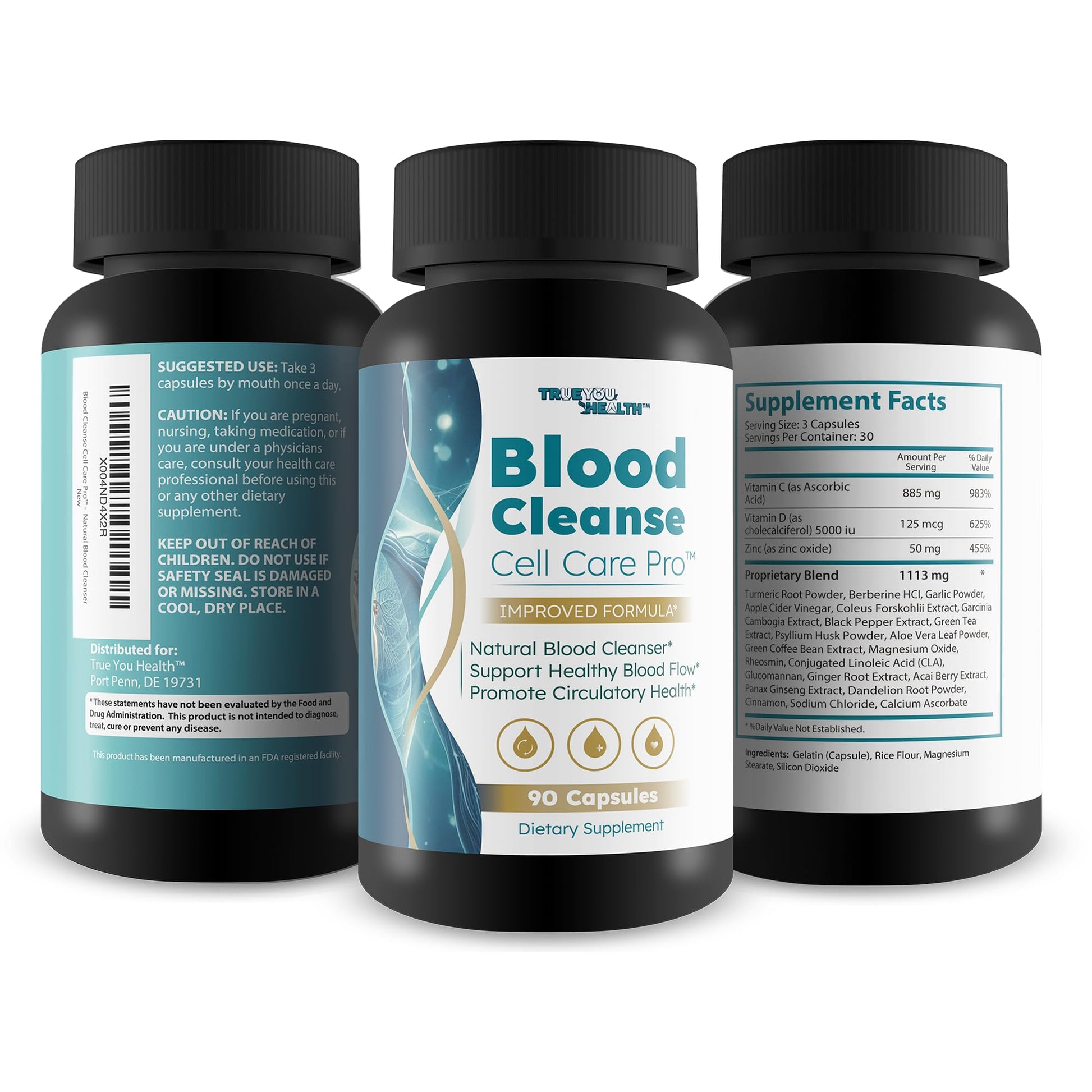 Blood Cleanse Cell Care Pro - Improved Formula - Our Best Blood Cleanse Detox - Cleanse Blood & Detox Body Cleanse - Full Body Cleanse - Sugar Detox Cleanse Pancreas Sweet Blood Cleanse Supplements True You Health uk supplements