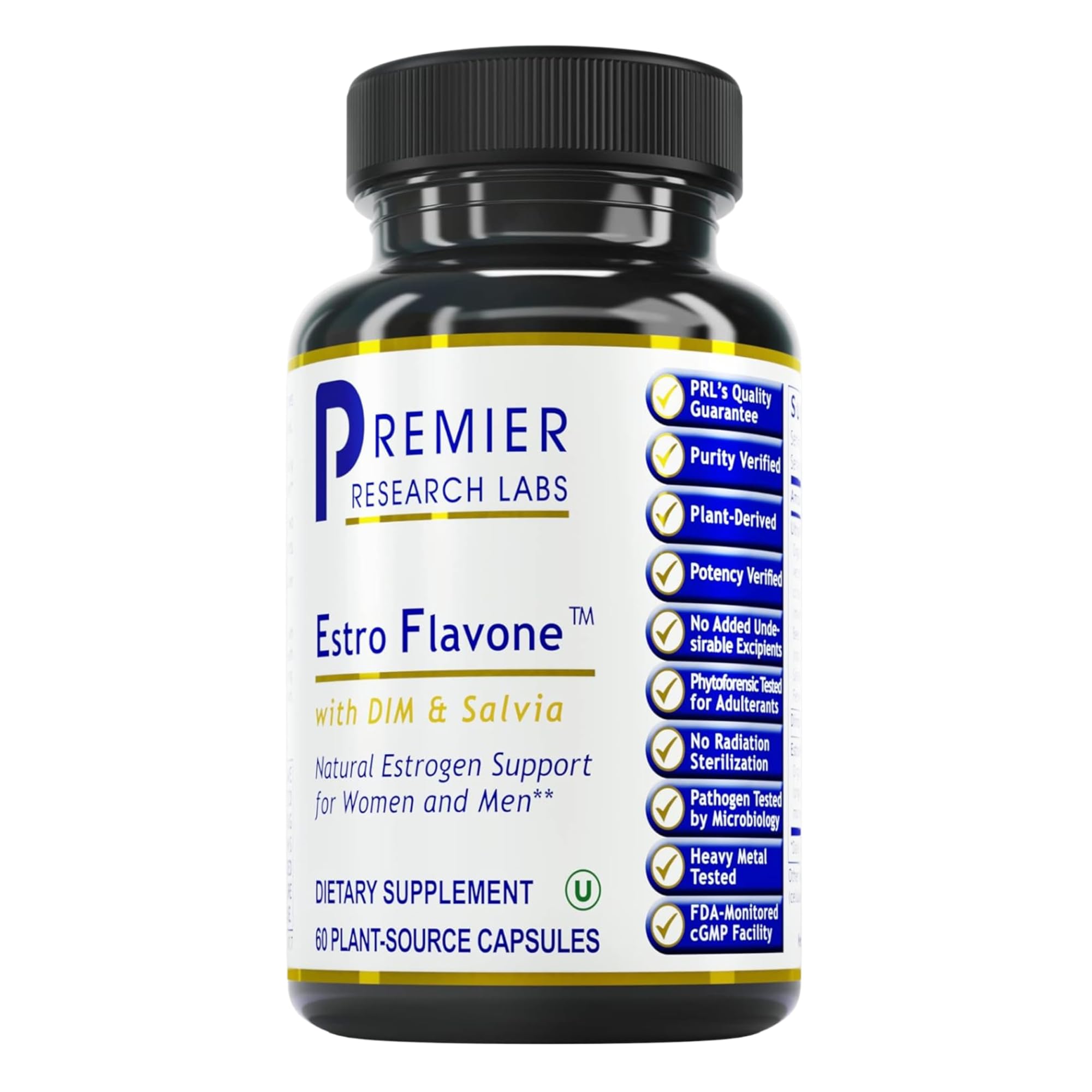 Premier Research Labs Estro Flavone - DIM Supplement, DIM Complex, DIM for Men & Women, Diindolylmethane Estrogen Support, Hormone Balance Support - 60 Vegetarian Capsules Premier Research Labs uk supplements