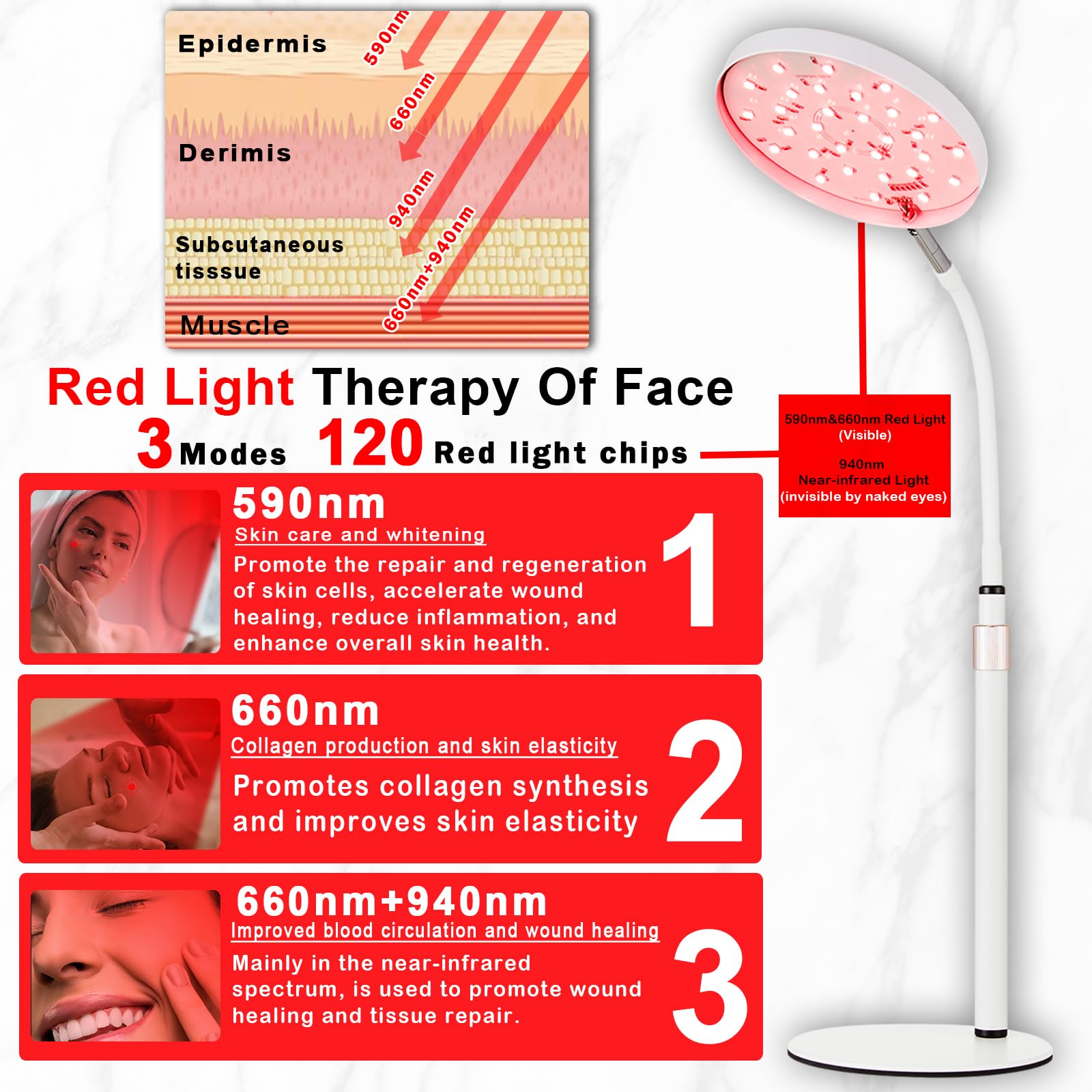 Akarishin Red Light Therapy Lamp for Face- Facial and Body Treatment with Adjustable Height Stand Akarishin uk supplements