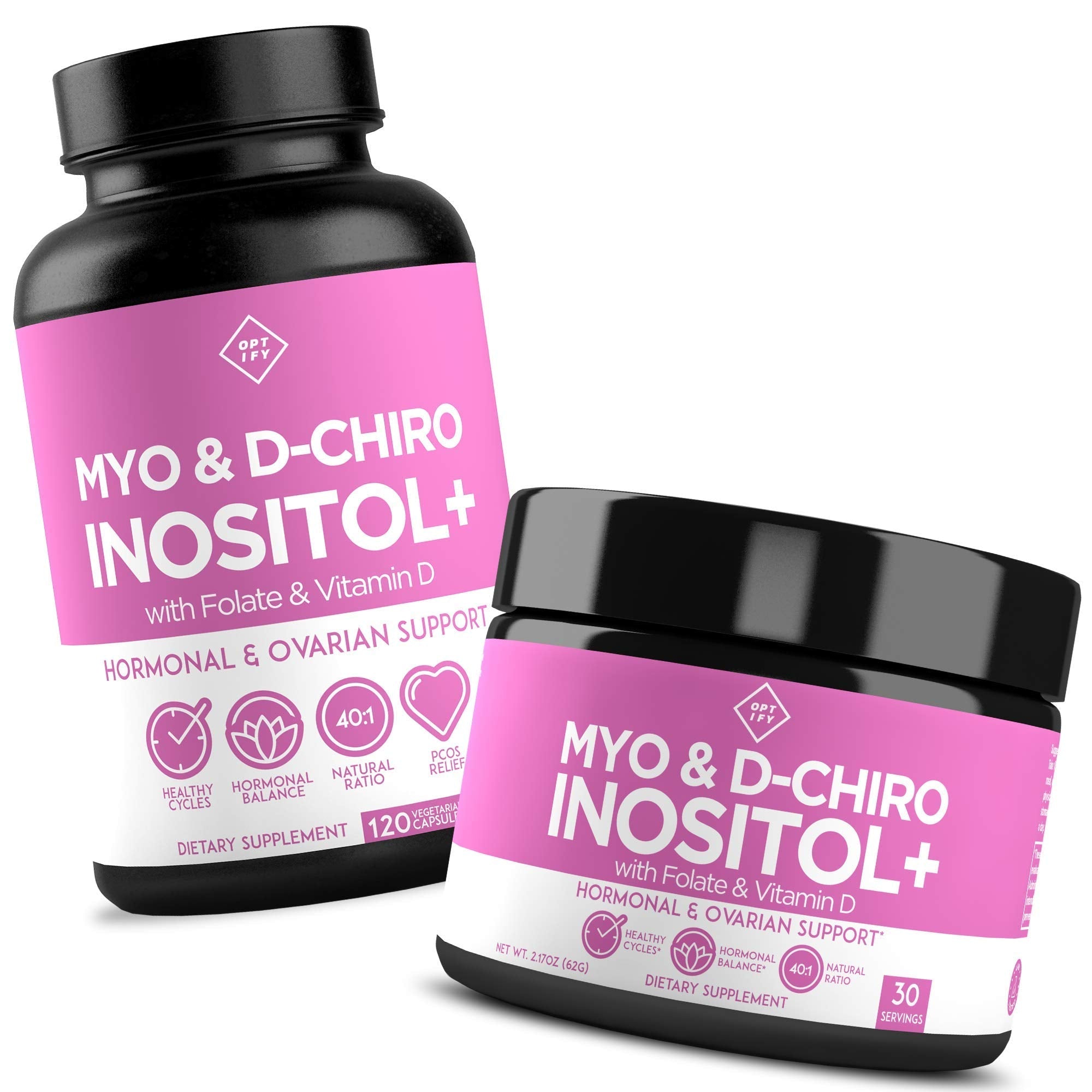 Premium Inositol Supplement Bundle - Myo-Inositol and D-Chiro Inositol Plus Folate Optify uk supplements