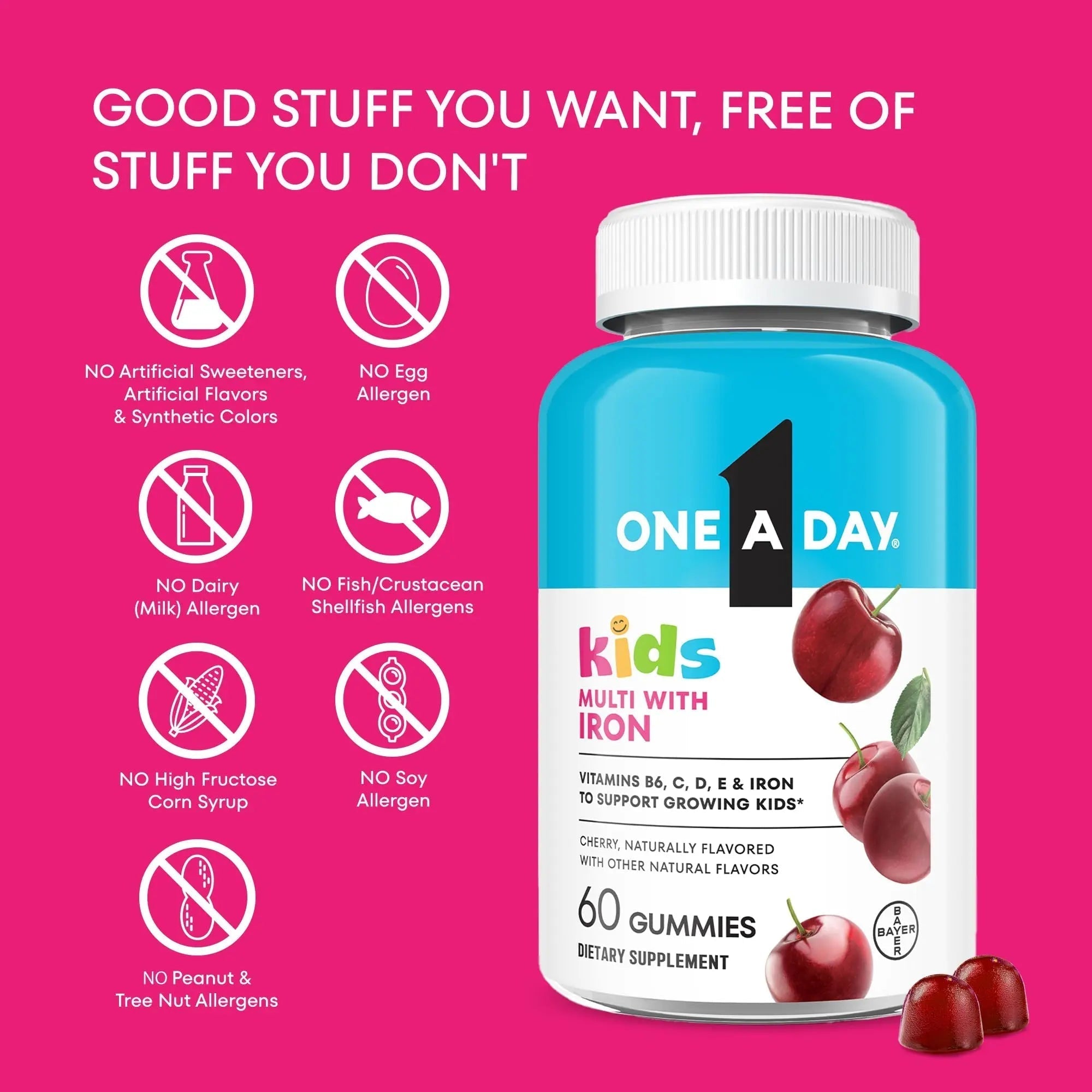 One A Day Kids Multivitamin with Iron Gummy, Vitamin D, Vitamin C, E, Zinc for Immune Support, Gummy Vitamins ONE A DAY uk supplements
