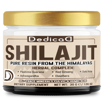 DEDICAD 30g Shilajit Resin with Herbal Complex - Paullinia Guarana, Gotu Kola Leaf & More - Shilajit Pure Himalayan Organic for Immune System, Energy Production, Brain Health & Stamina DEDICAD uk supplements