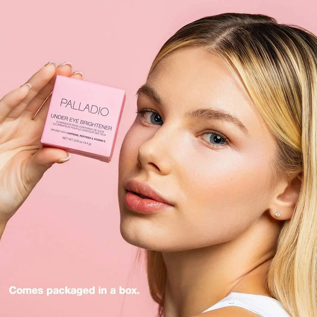 Palladio Under Eye Brightener, Conceal, Brightens, Reduces Appearance of Dark Circles, With Caffeine Peptides & Vitamin E, Tired Skin Color Correcting Brightener & Primer, Light to Medium (Soft Pink) Palladio uk supplements
