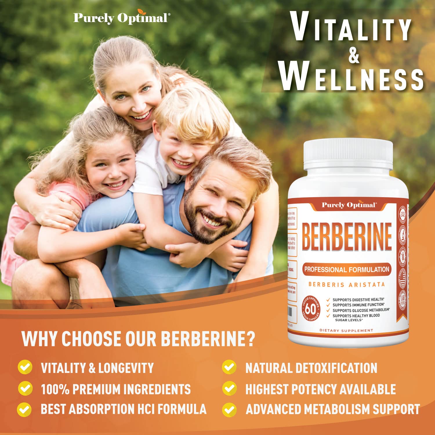Purely Optimal Premium Berberine Supplement - 1200mg Berberine HCl, Non-GMO Purely Optimal uk supplements