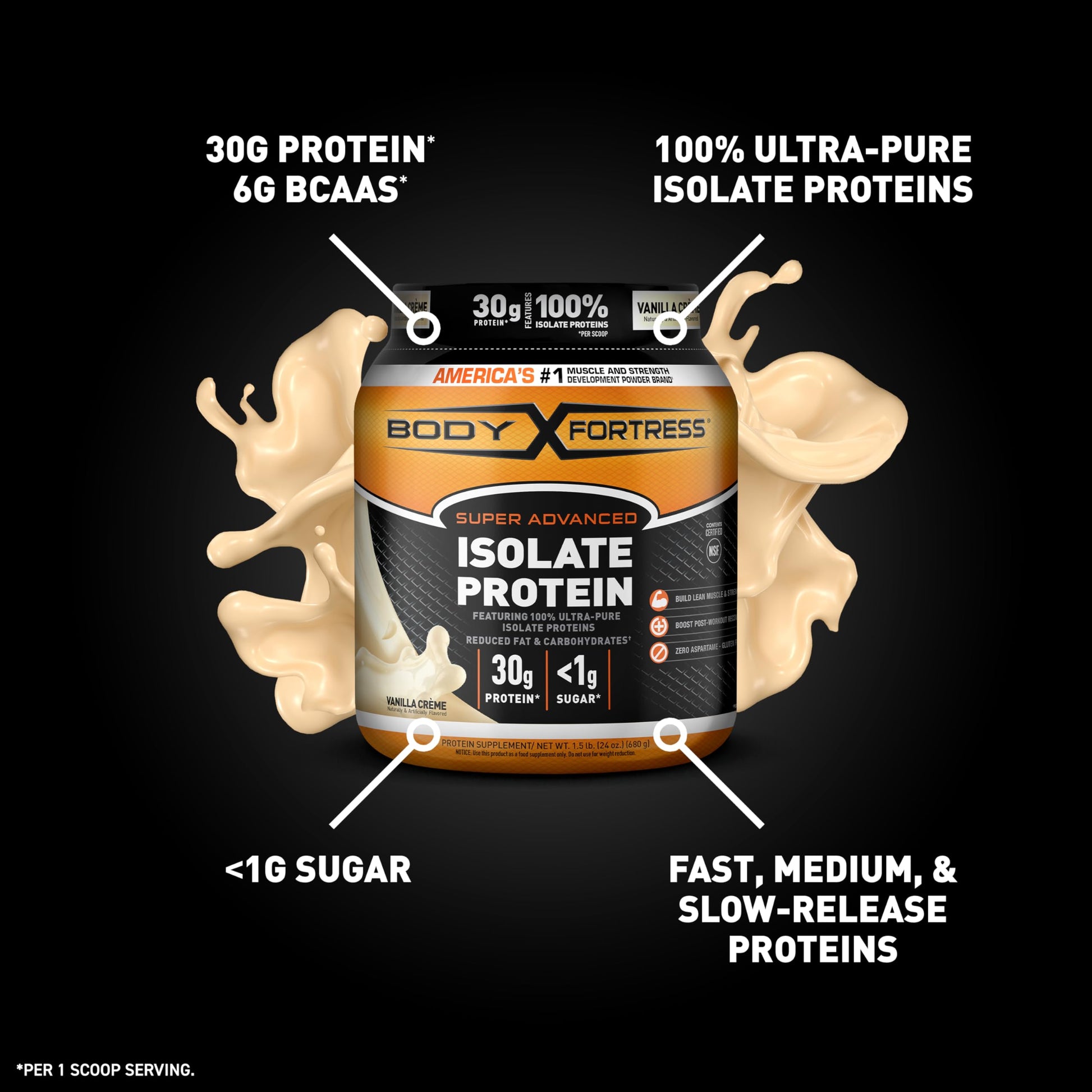Body Fortress Super Advanced Isolate Protein Powder, Gluten Free, Vanilla Creme Flavored Body Fortress uk supplements