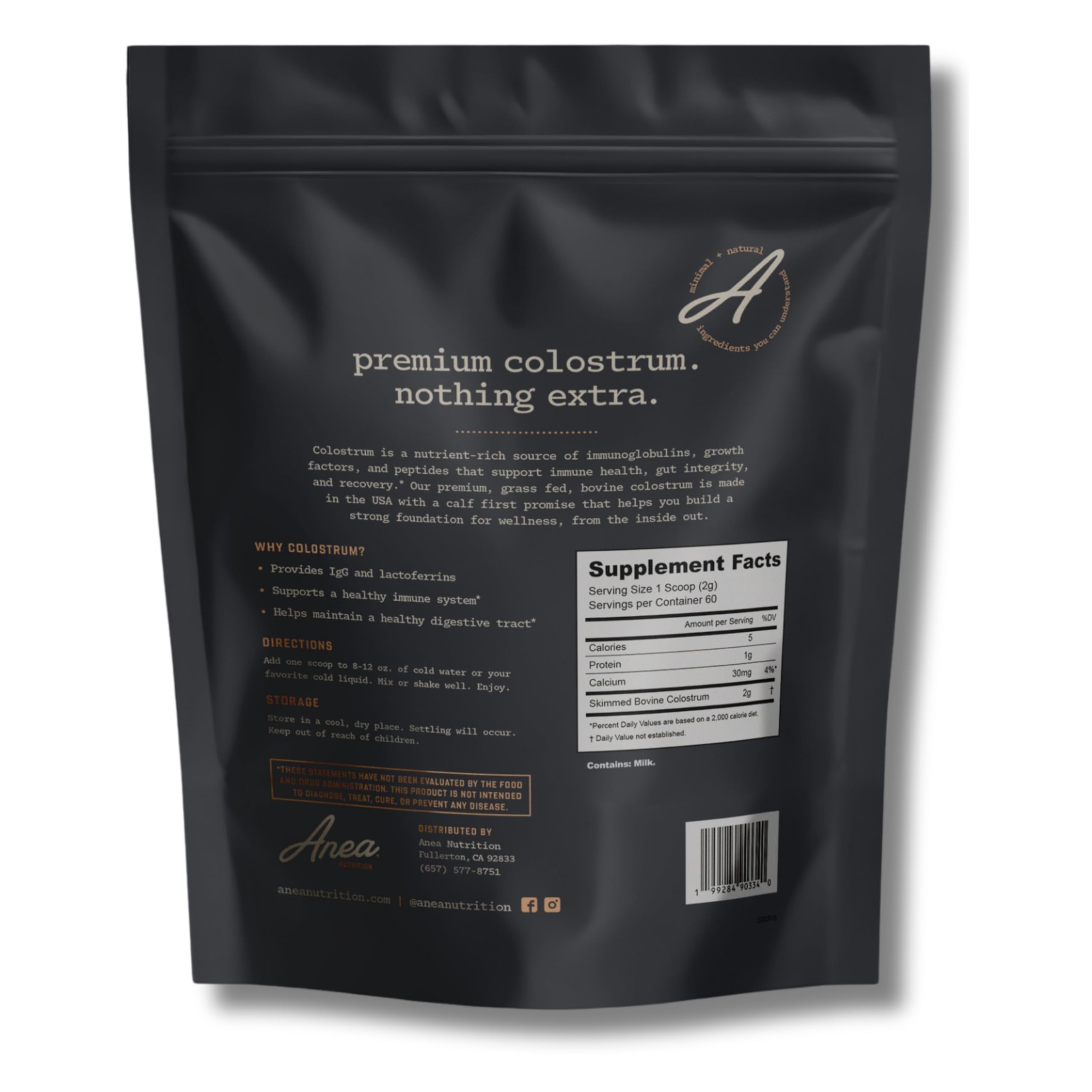 Anea Colostrum - Unflavored | Rich in Immunoglobulins & Lactoferrin | Supports Gut Health, Immunity & Recovery | Calf-First Promise | Made in USA | Made in GMP Facility Anea Nutrition uk supplements