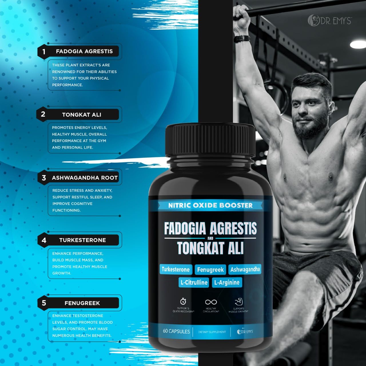 (2 Pack) Tongkat Ali Fadogia Agrestis Nitric Oxide Ashwagandha Supplement for Men Dr. Emy's uk supplements
