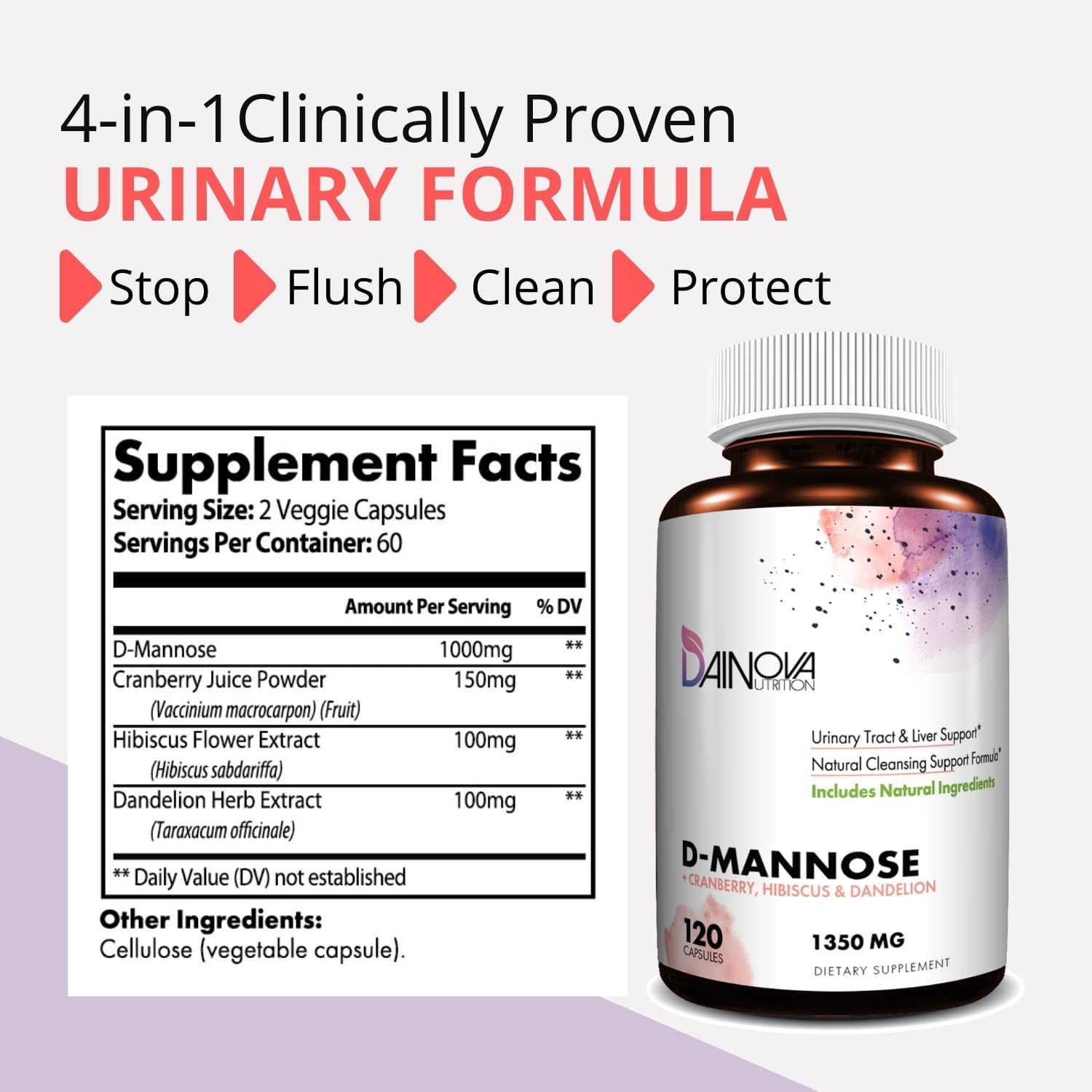 Dainova Nutrition D Mannose Capsules and Probiotics for Women Bundle I Urinary Tract Dainova Nutrition uk supplements